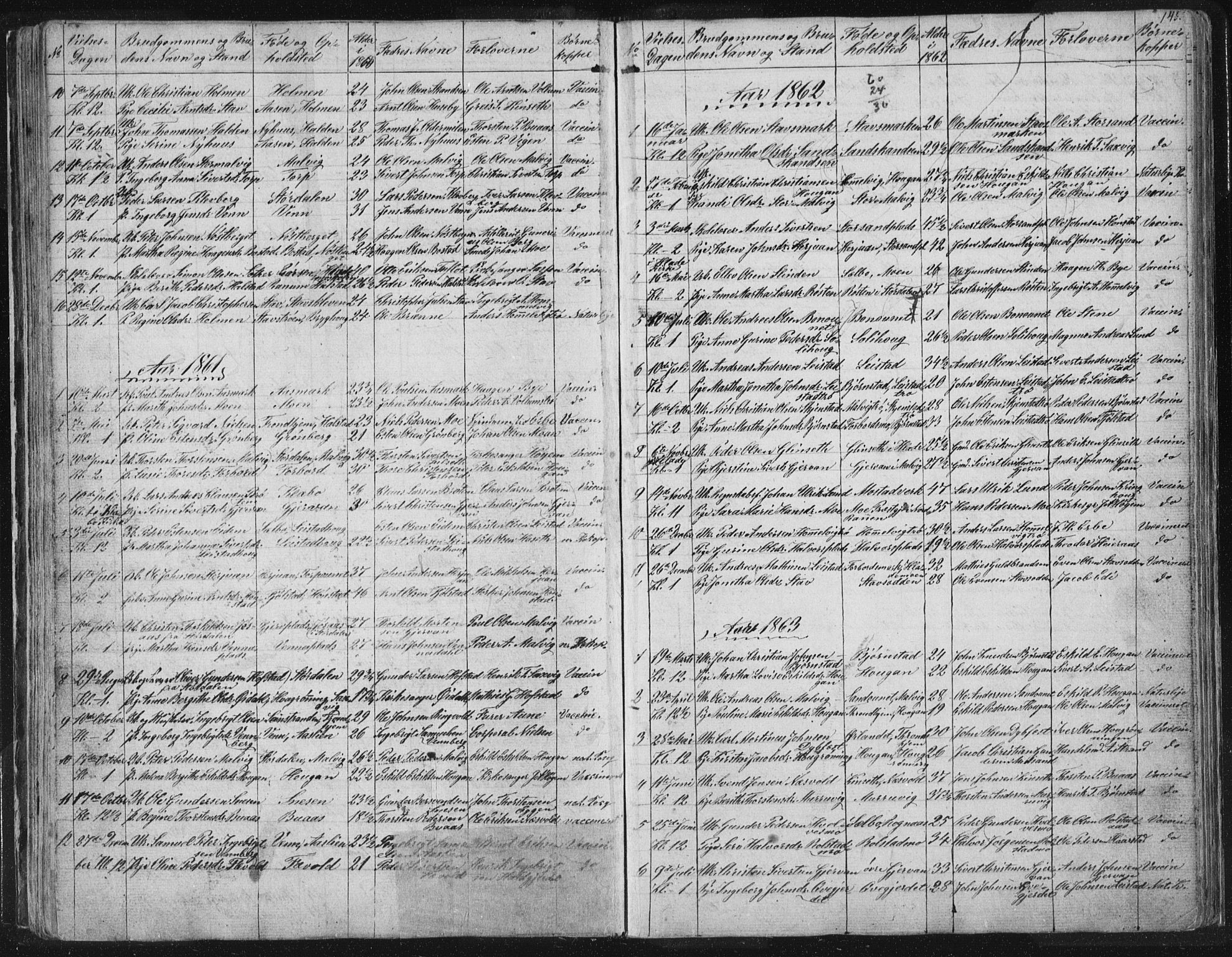 Ministerialprotokoller, klokkerbøker og fødselsregistre - Sør-Trøndelag, SAT/A-1456/616/L0406: Parish register (official) no. 616A03, 1843-1879, p. 145