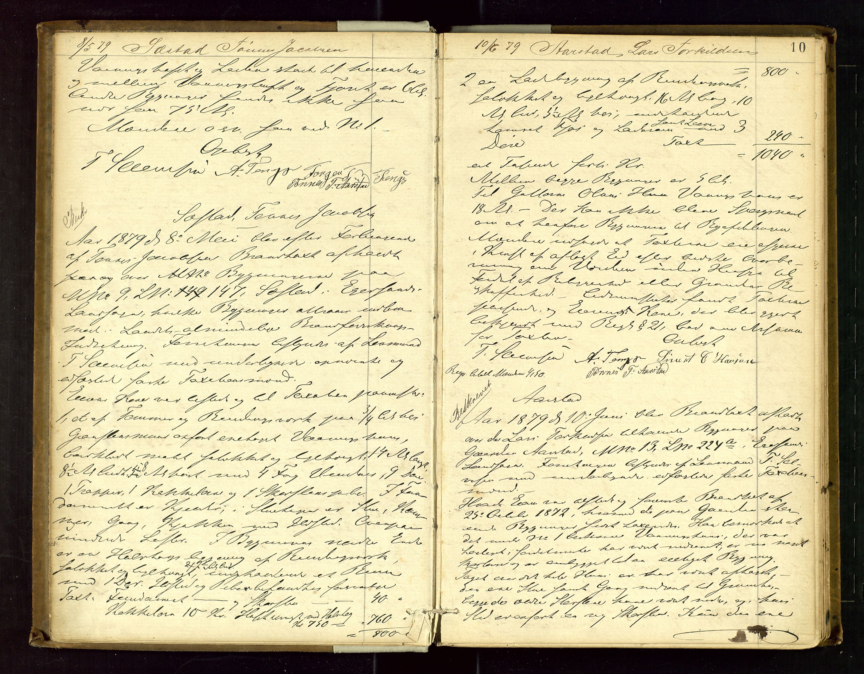 Eigersund lensmannskontor, AV/SAST-A-100171/Goa/L0003: "Brandtaxations-protokol", 1876-1893, p. 9b-10a