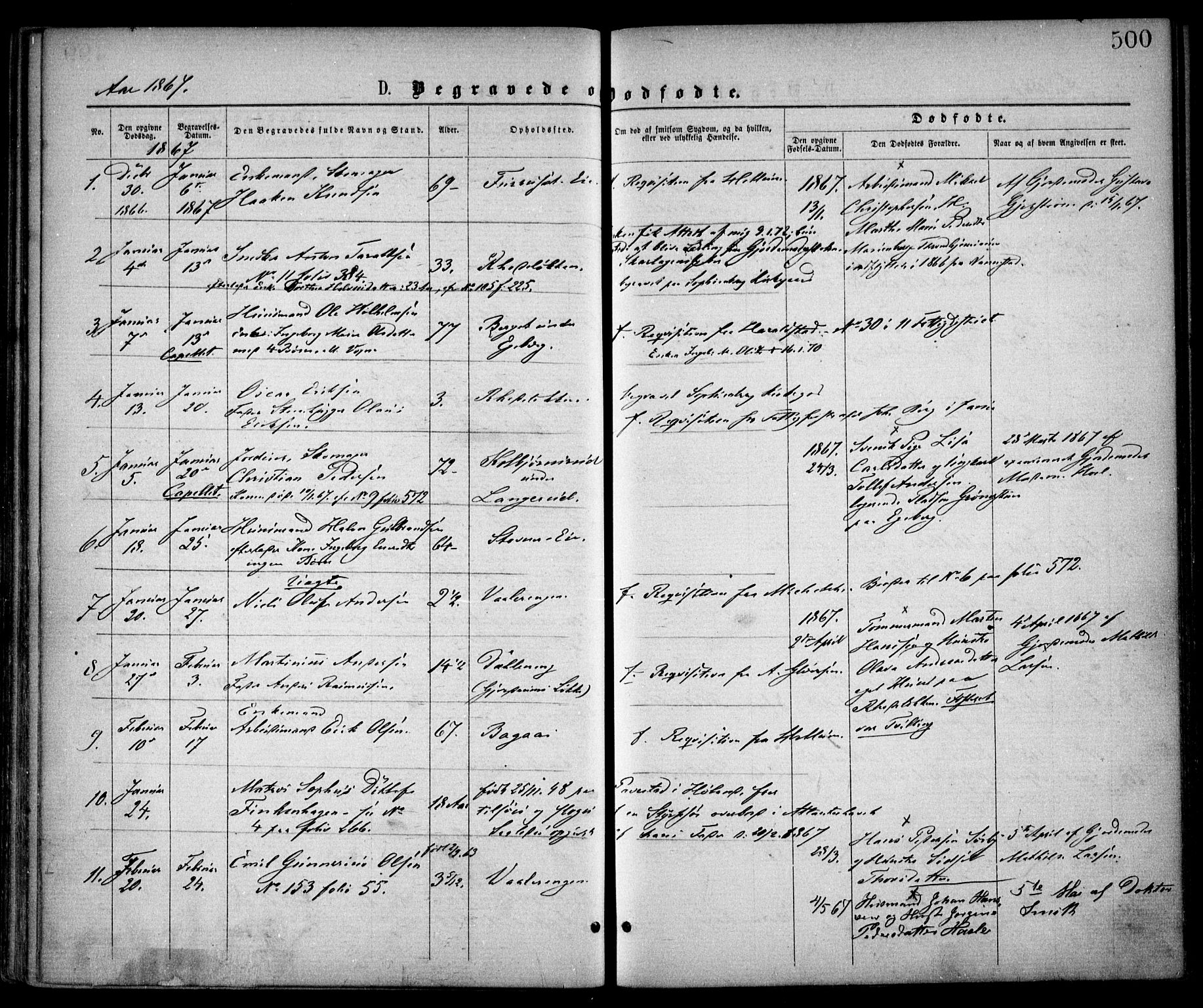 Østre Aker prestekontor Kirkebøker, SAO/A-10840/F/Fa/L0001: Parish register (official) no. I 1, 1861-1869, p. 500