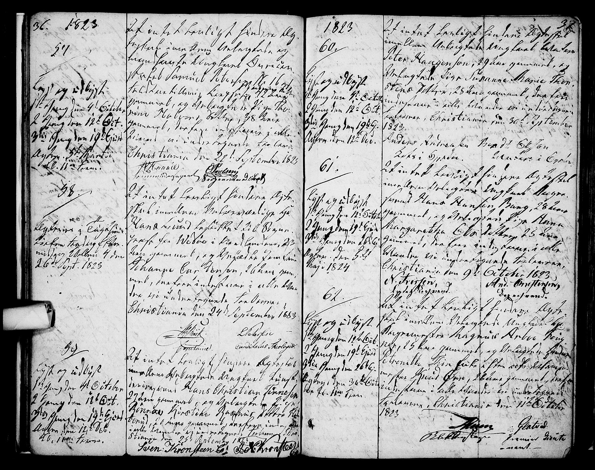 Oslo domkirke Kirkebøker, SAO/A-10752/L/La/L0013: Best man's statements no. 13, 1822-1837, p. 36-37