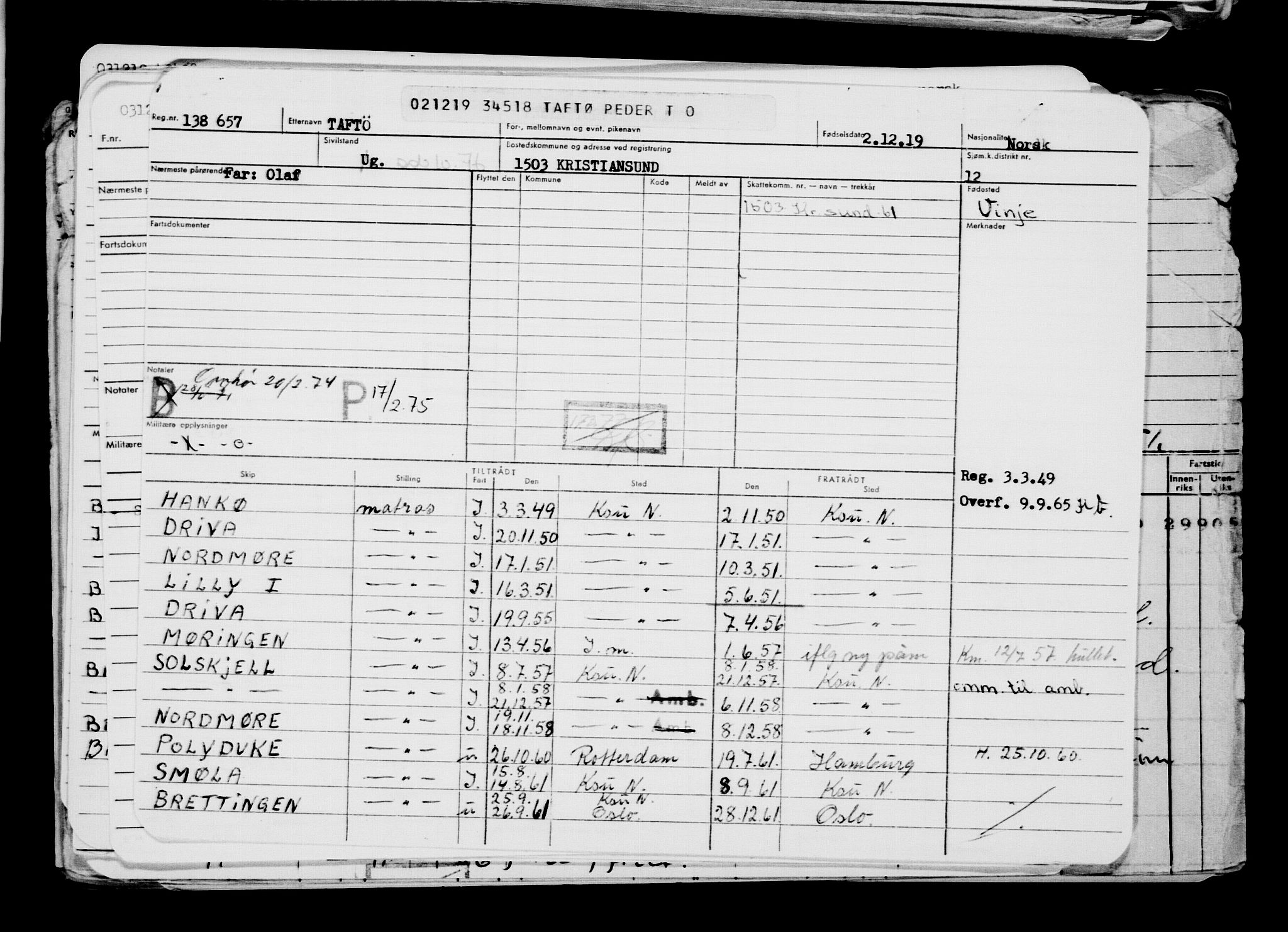 Direktoratet for sjømenn, AV/RA-S-3545/G/Gb/L0174: Hovedkort, 1919, p. 278