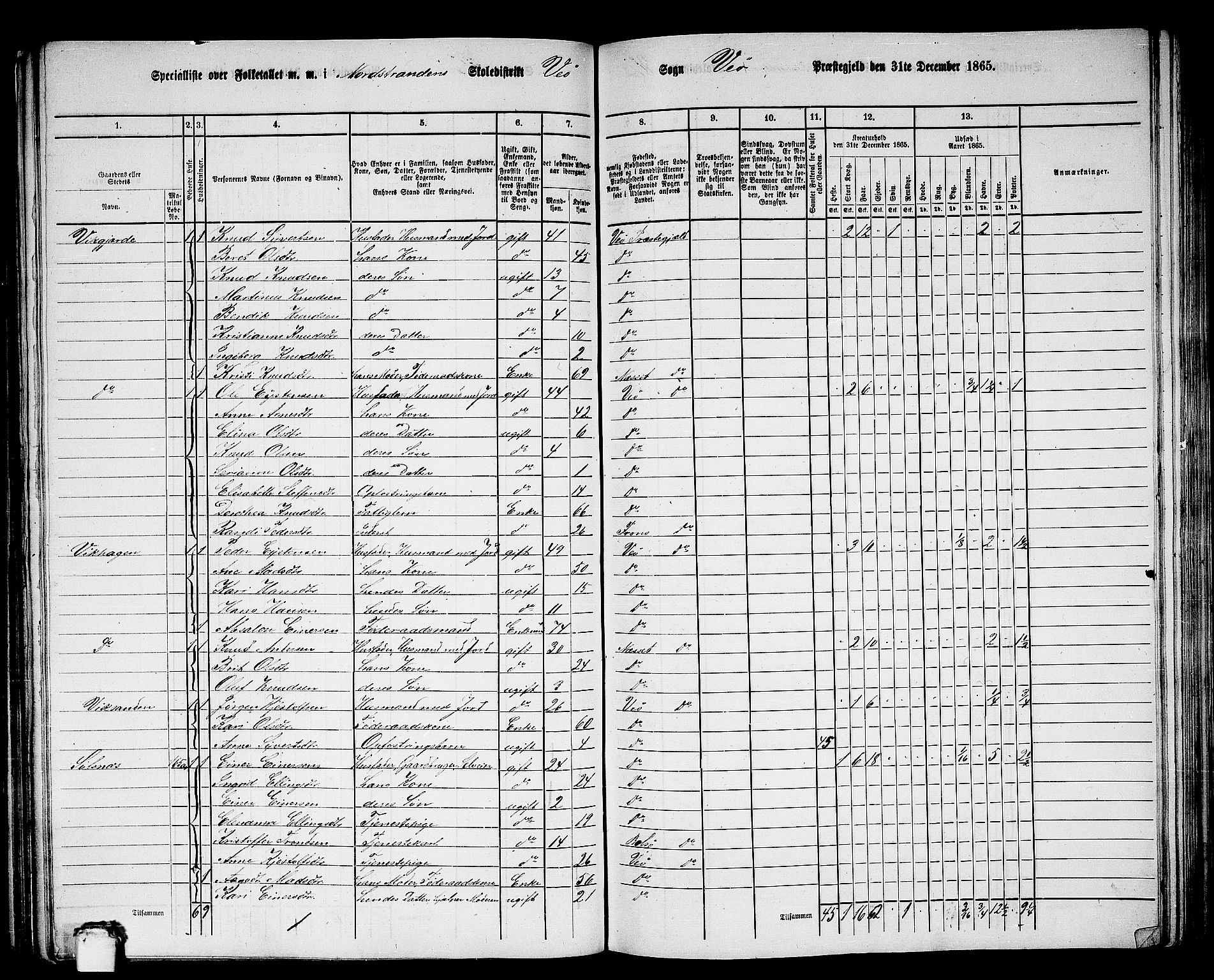 RA, 1865 census for Veøy, 1865, p. 15