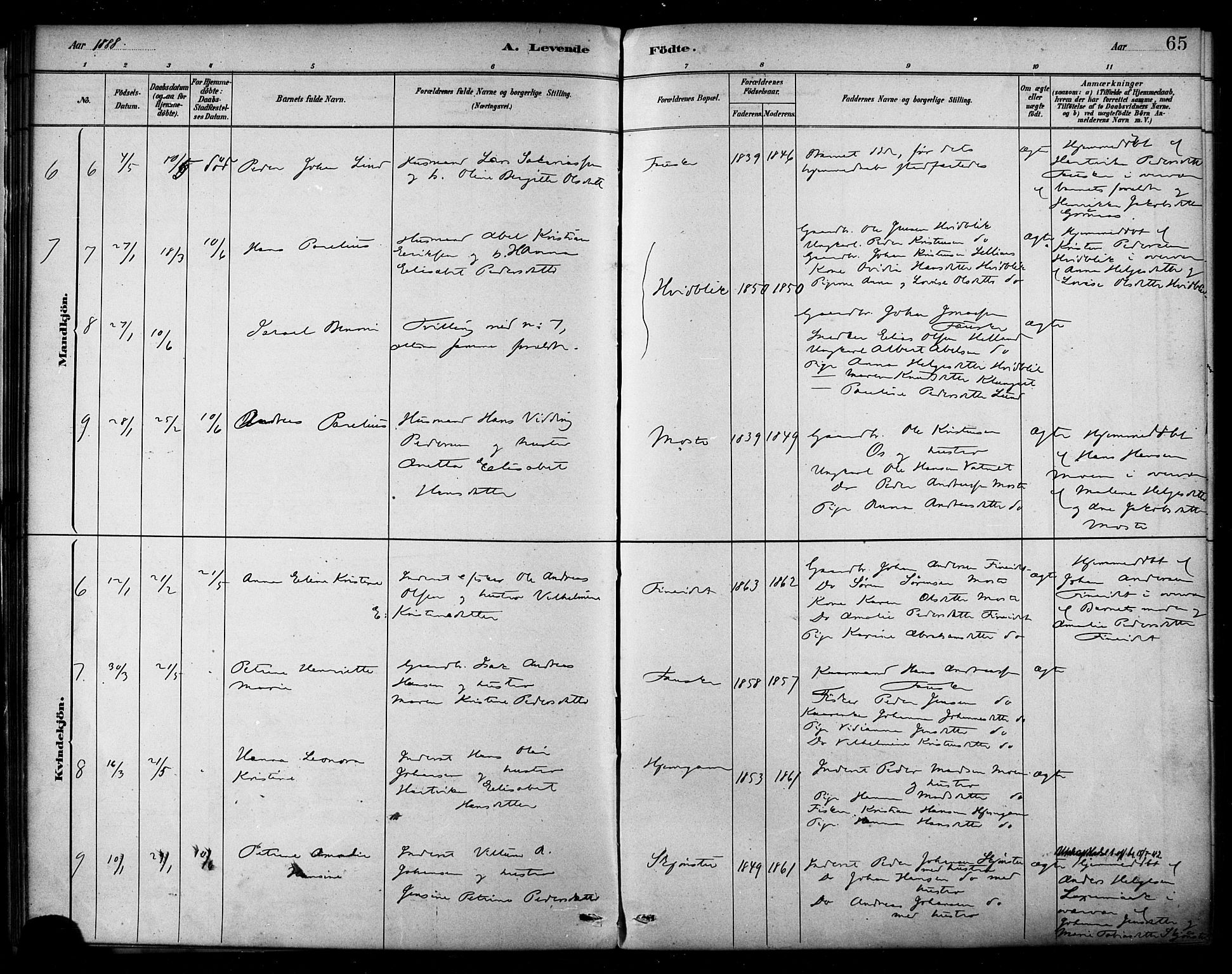 Ministerialprotokoller, klokkerbøker og fødselsregistre - Nordland, AV/SAT-A-1459/849/L0689: Parish register (official) no. 849A01, 1879-1889, p. 65