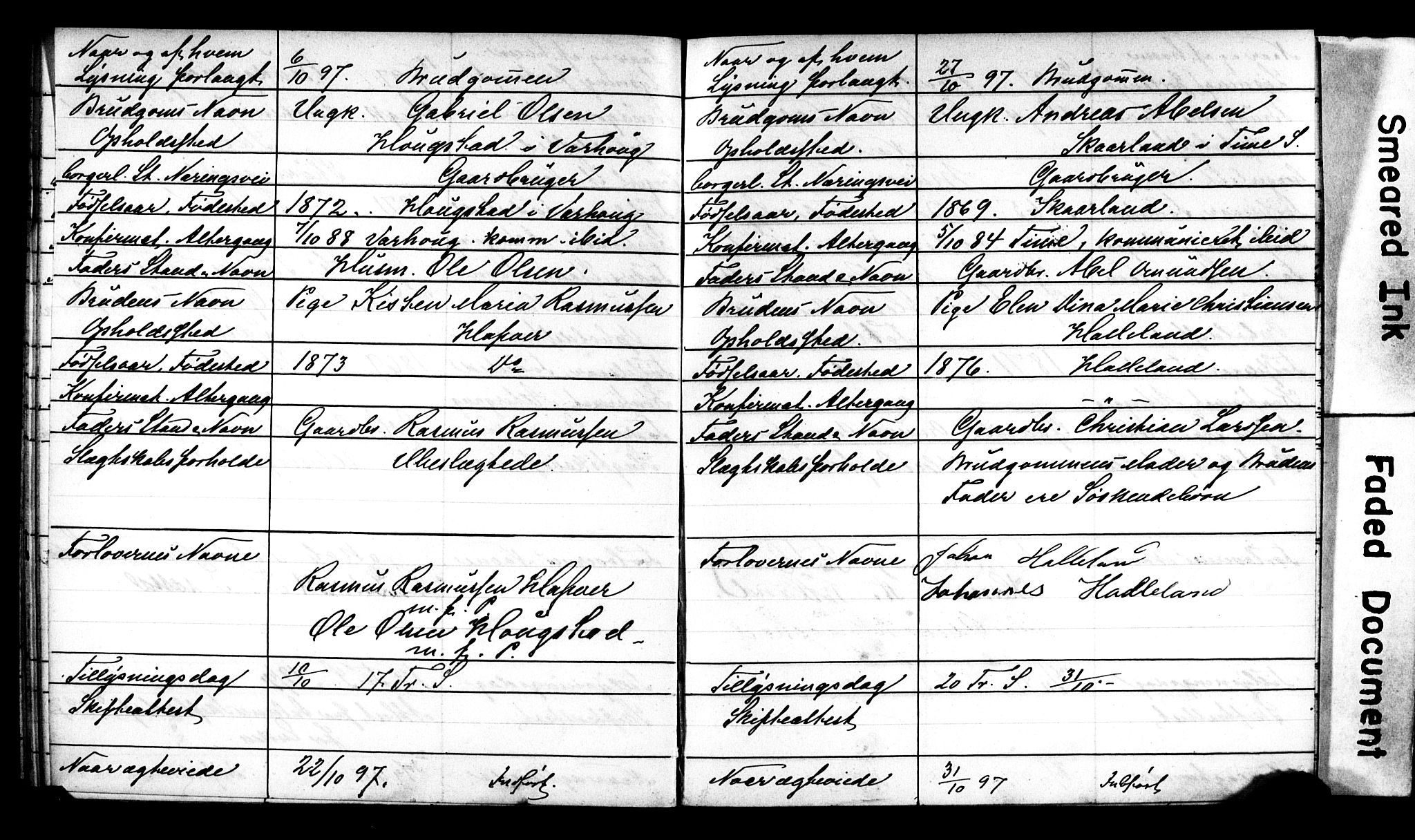 Eigersund sokneprestkontor, AV/SAST-A-101807/S27/L0002: Banns register no. 2, 1895-1900