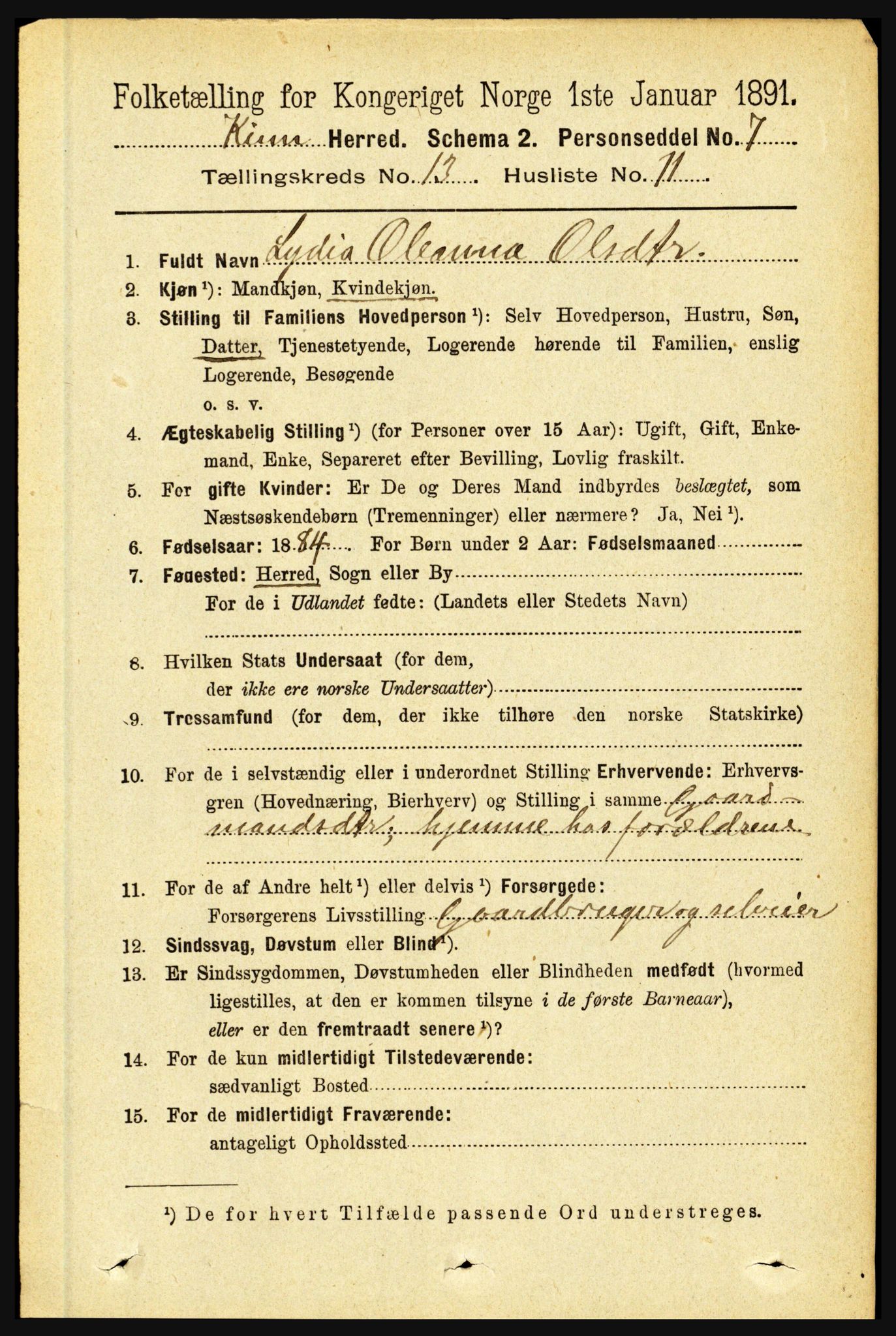 RA, 1891 census for 1437 Kinn, 1891, p. 5132