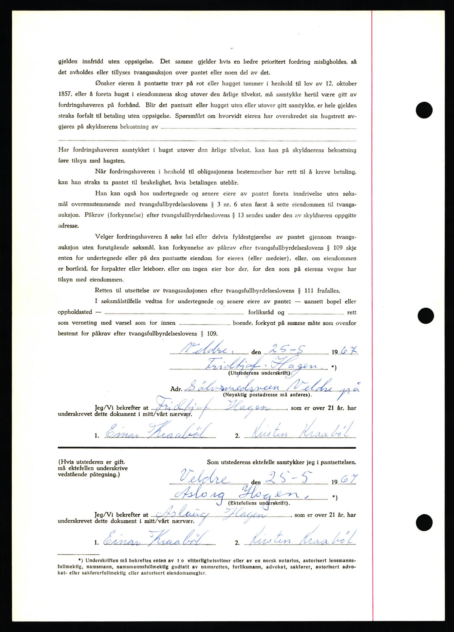 Nord-Hedmark sorenskriveri, SAH/TING-012/H/Hb/Hbf/L0071: Mortgage book no. B71, 1967-1967, Diary no: : 2343/1967