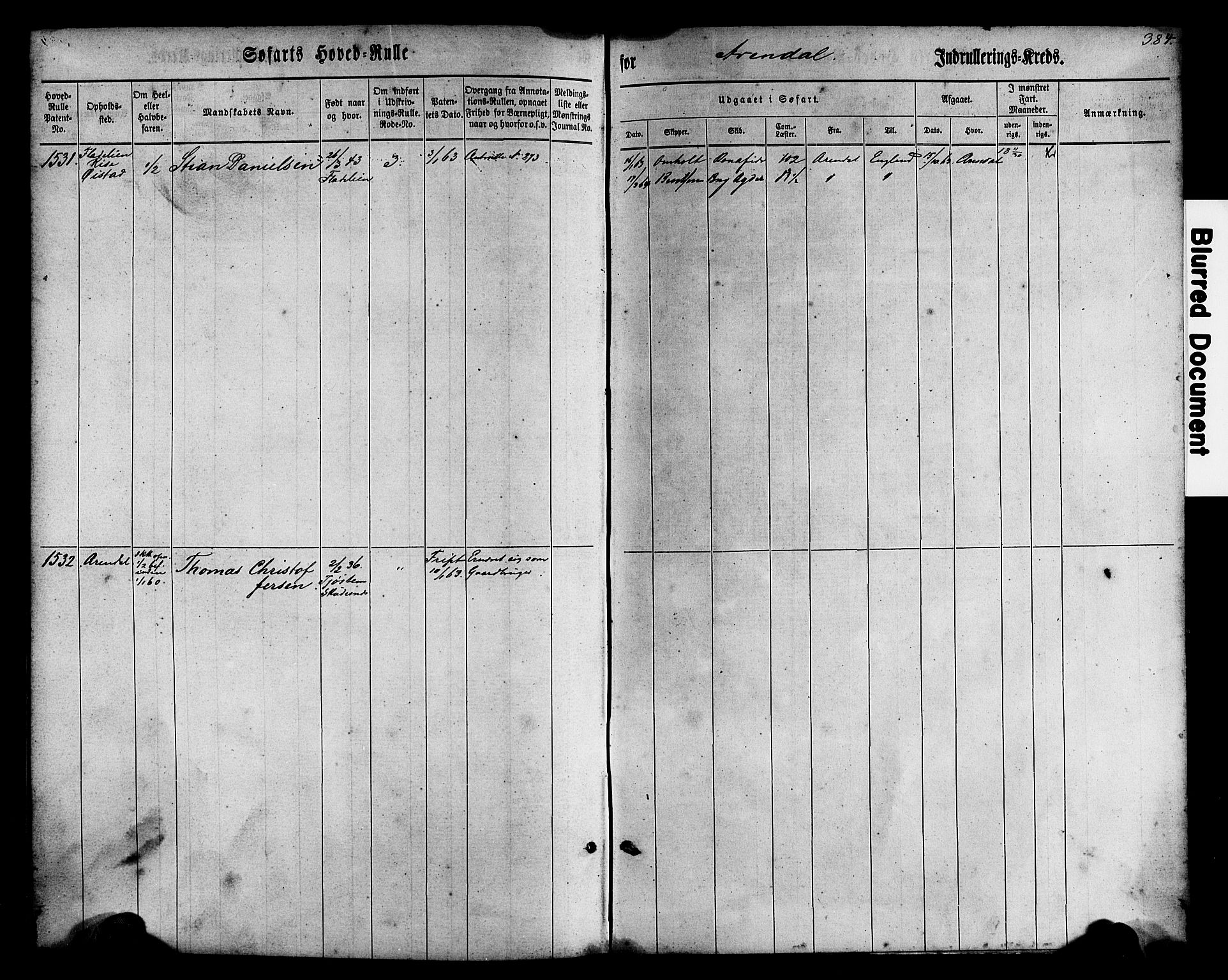 Arendal mønstringskrets, AV/SAK-2031-0012/F/Fb/L0009: Hovedrulle nr 767-1532, S-7, 1857-1864, p. 387