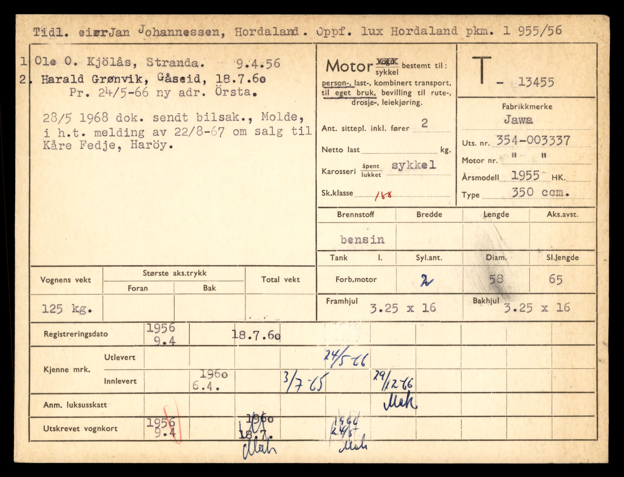 Møre og Romsdal vegkontor - Ålesund trafikkstasjon, AV/SAT-A-4099/F/Fe/L0039: Registreringskort for kjøretøy T 13361 - T 13530, 1927-1998, p. 1607