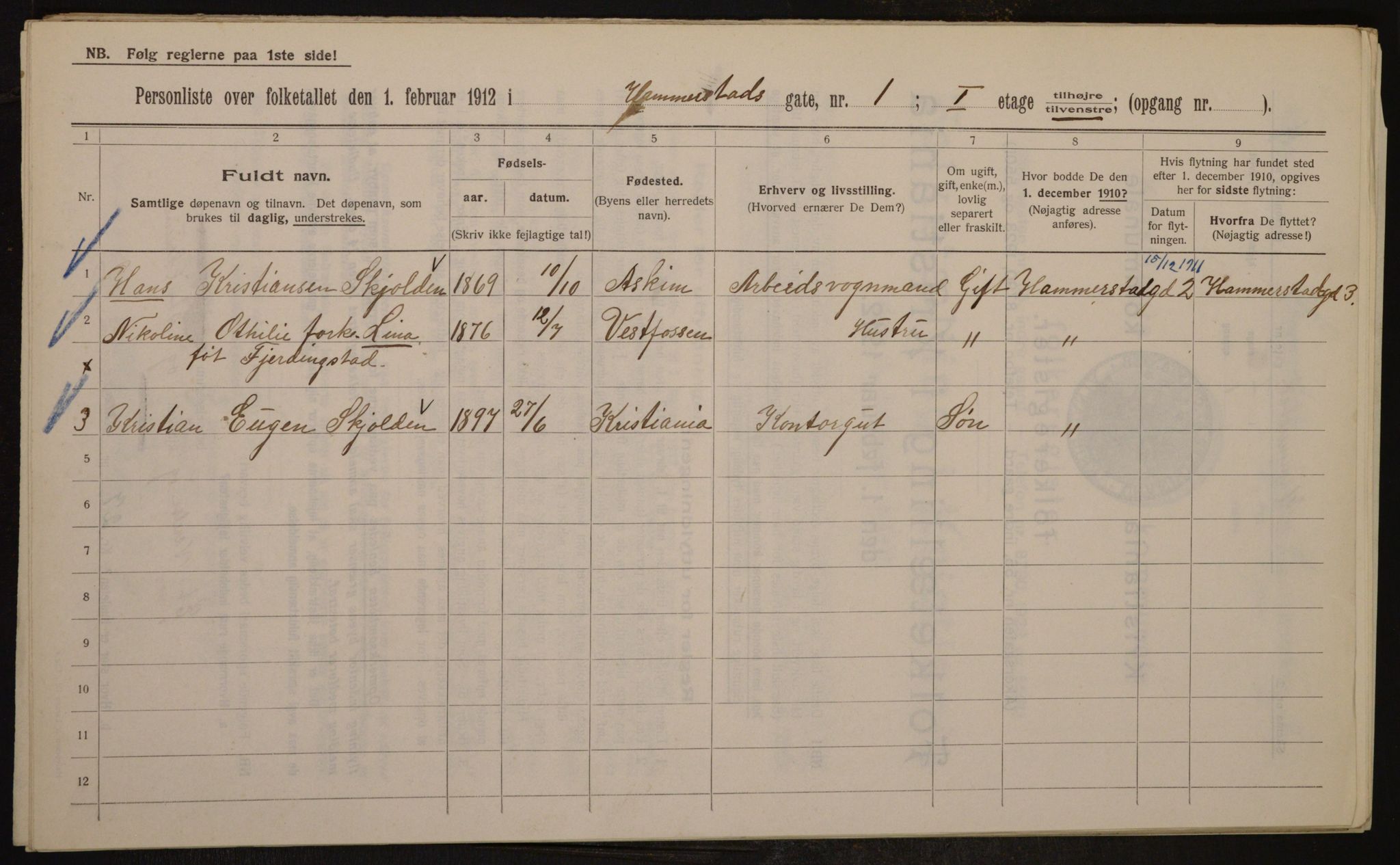 OBA, Municipal Census 1912 for Kristiania, 1912, p. 34498