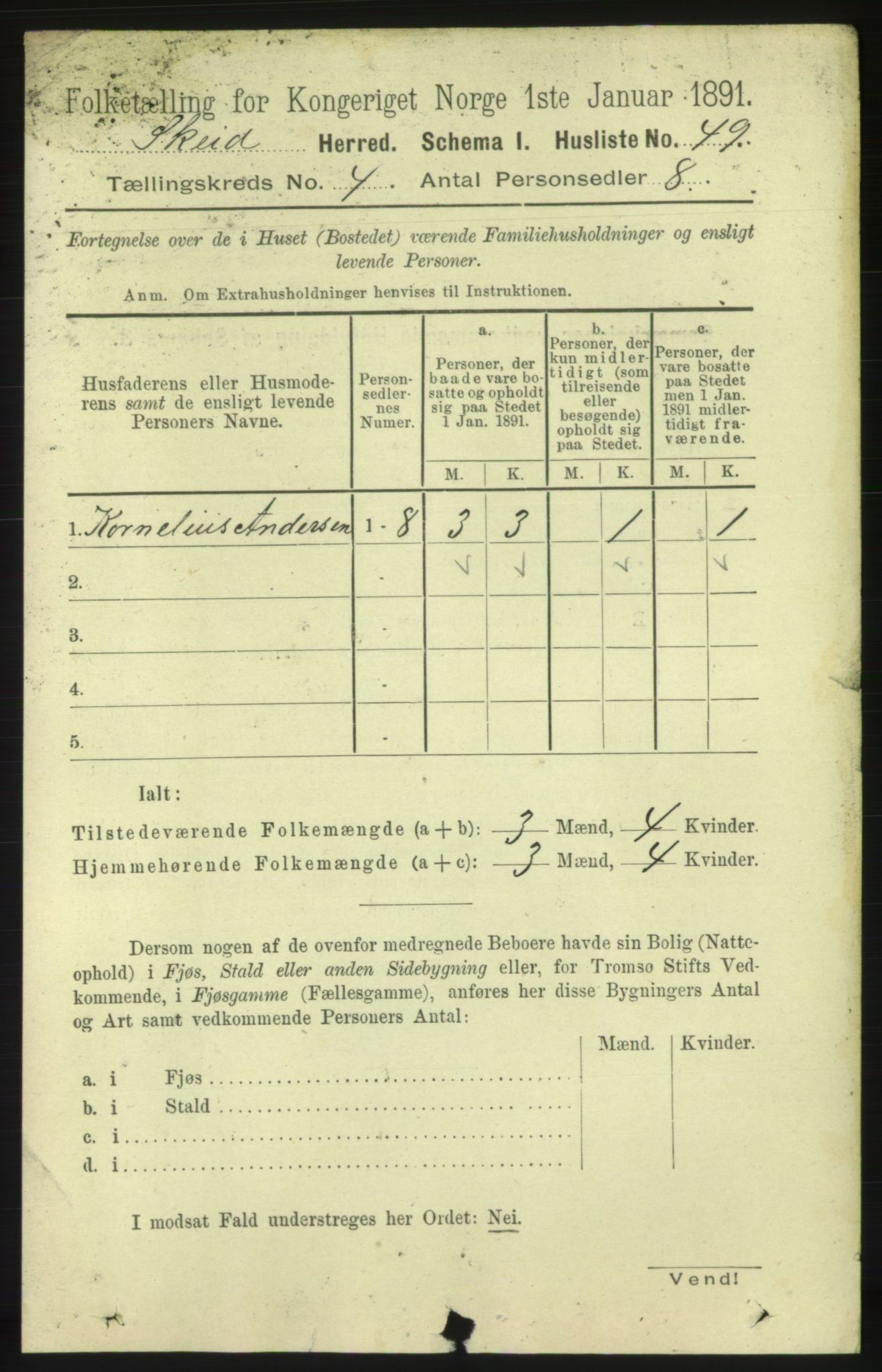 RA, 1891 census for 1732 Skei, 1891, p. 1353