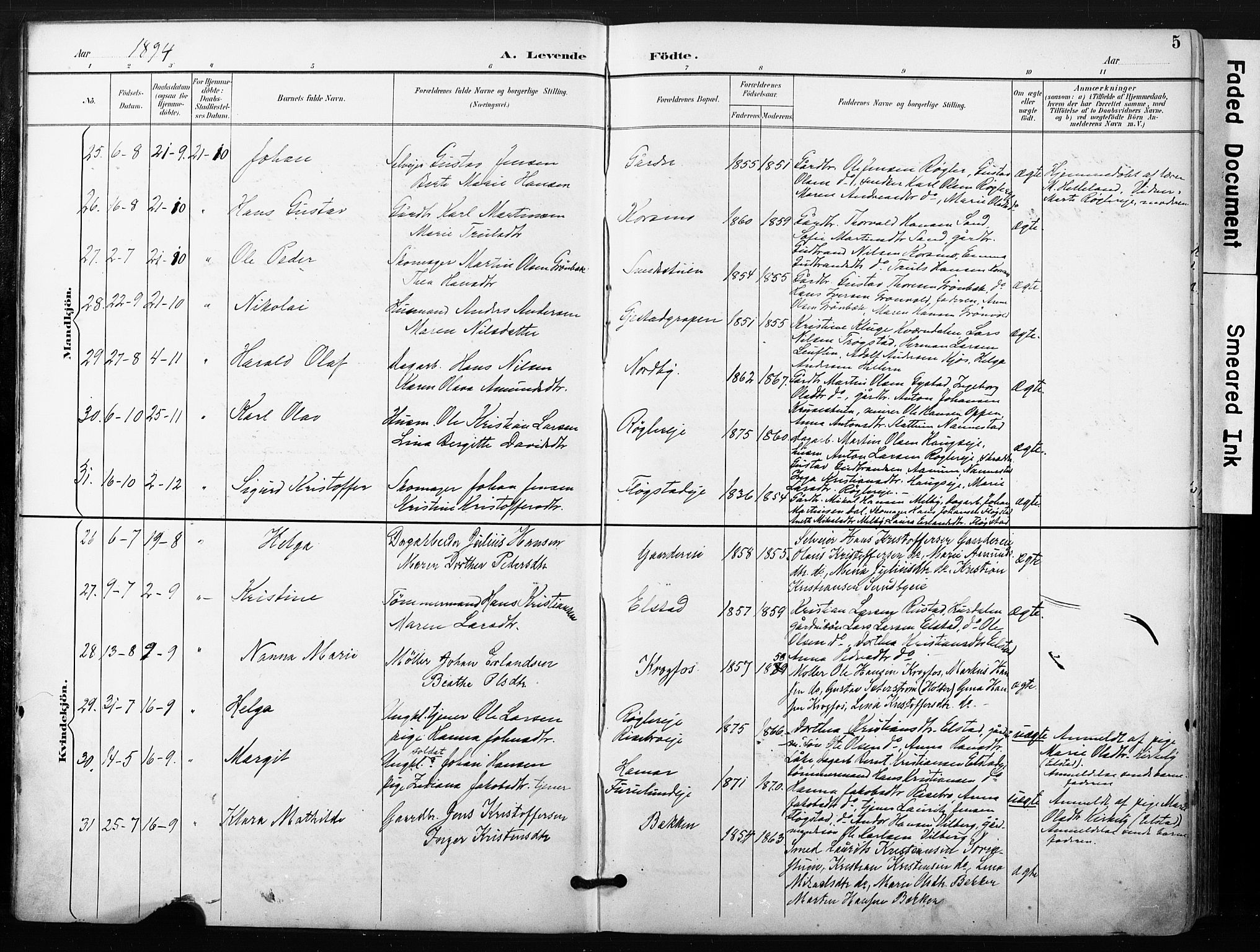 Ullensaker prestekontor Kirkebøker, SAO/A-10236a/F/Fb/L0002: Parish register (official) no. II 2, 1894-1909, p. 5