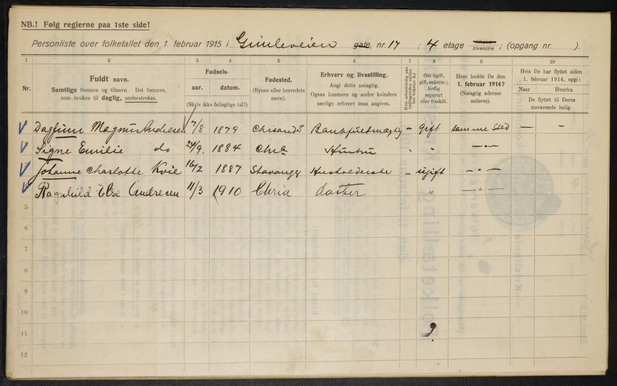 OBA, Municipal Census 1915 for Kristiania, 1915, p. 28823