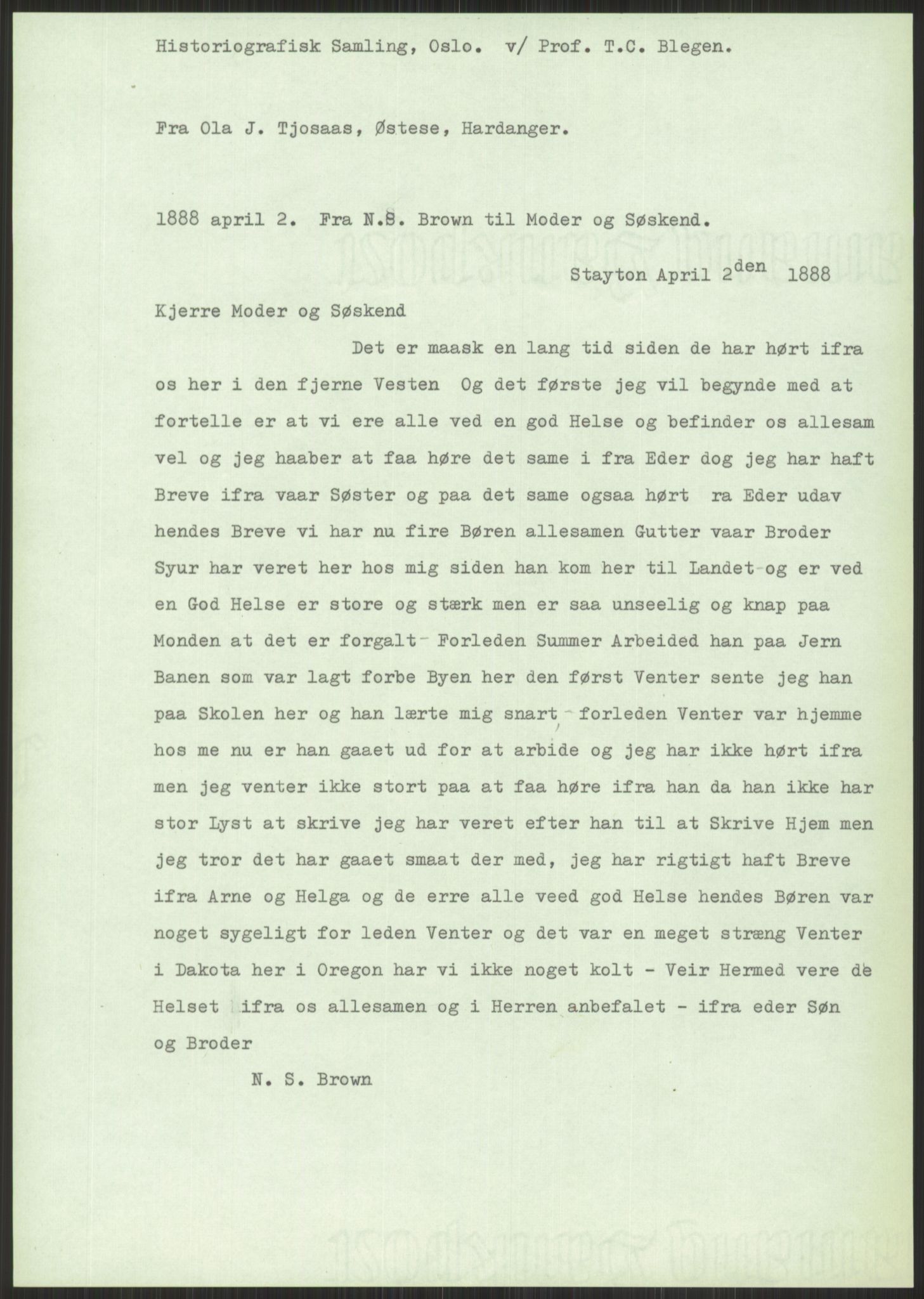 Samlinger til kildeutgivelse, Amerikabrevene, AV/RA-EA-4057/F/L0032: Innlån fra Hordaland: Nesheim - Øverland, 1838-1914, p. 979