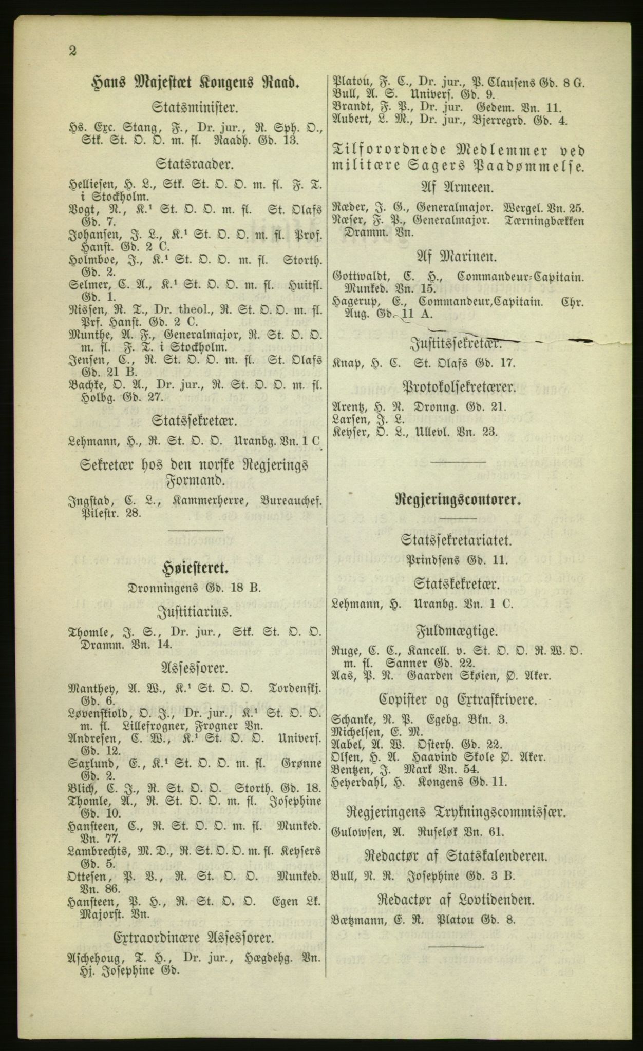 Kristiania/Oslo adressebok, PUBL/-, 1880, p. 2