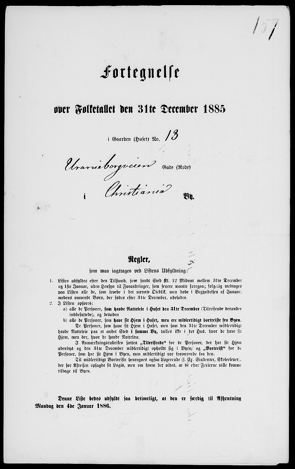 RA, 1885 census for 0301 Kristiania, 1885, p. 5107