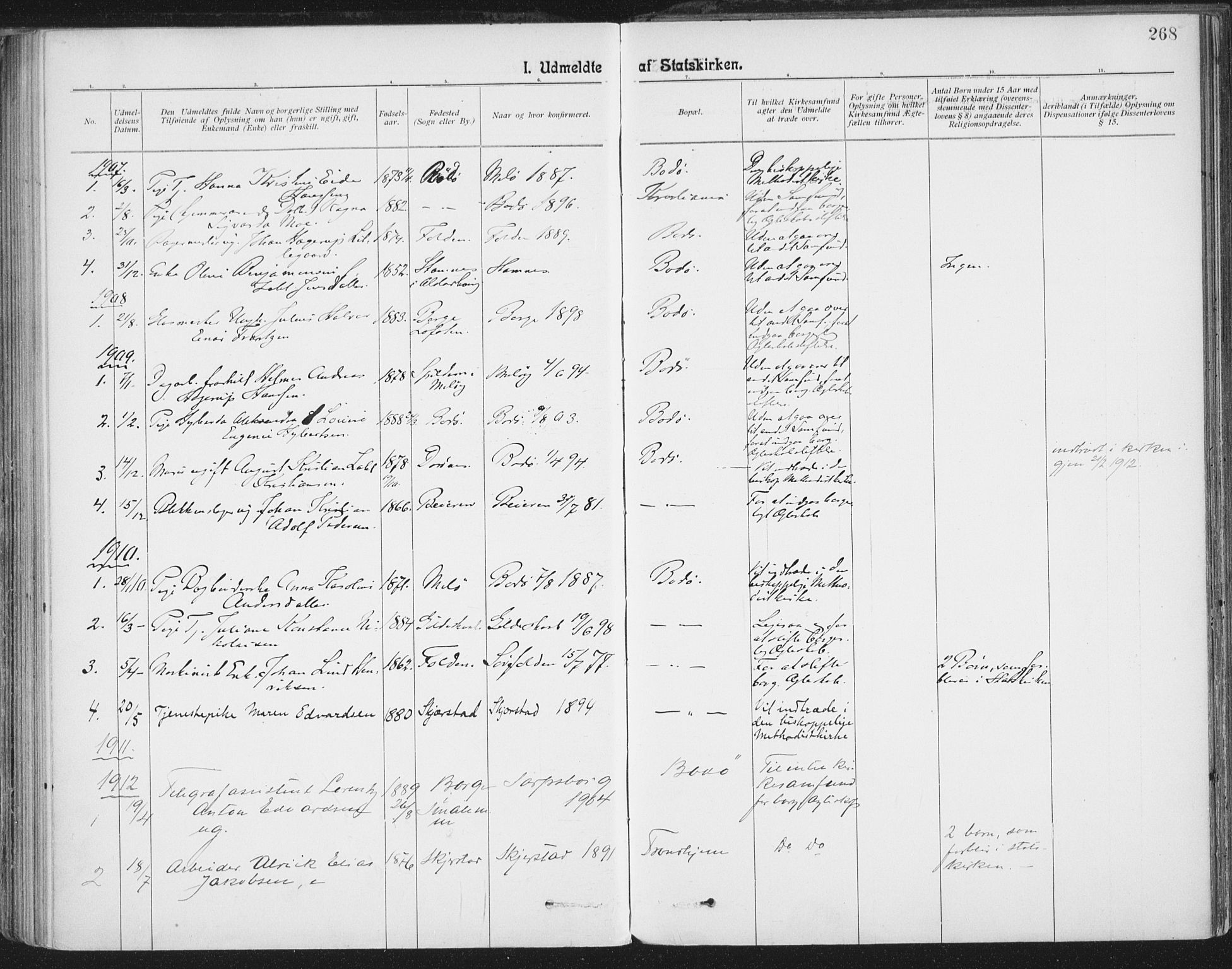 Ministerialprotokoller, klokkerbøker og fødselsregistre - Nordland, SAT/A-1459/801/L0012: Parish register (official) no. 801A12, 1900-1916, p. 268