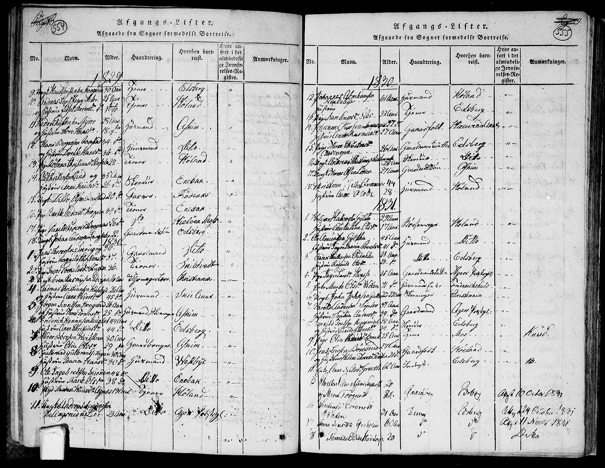 Trøgstad prestekontor Kirkebøker, SAO/A-10925/F/Fa/L0006: Parish register (official) no. I 6, 1815-1844, p. 554-555