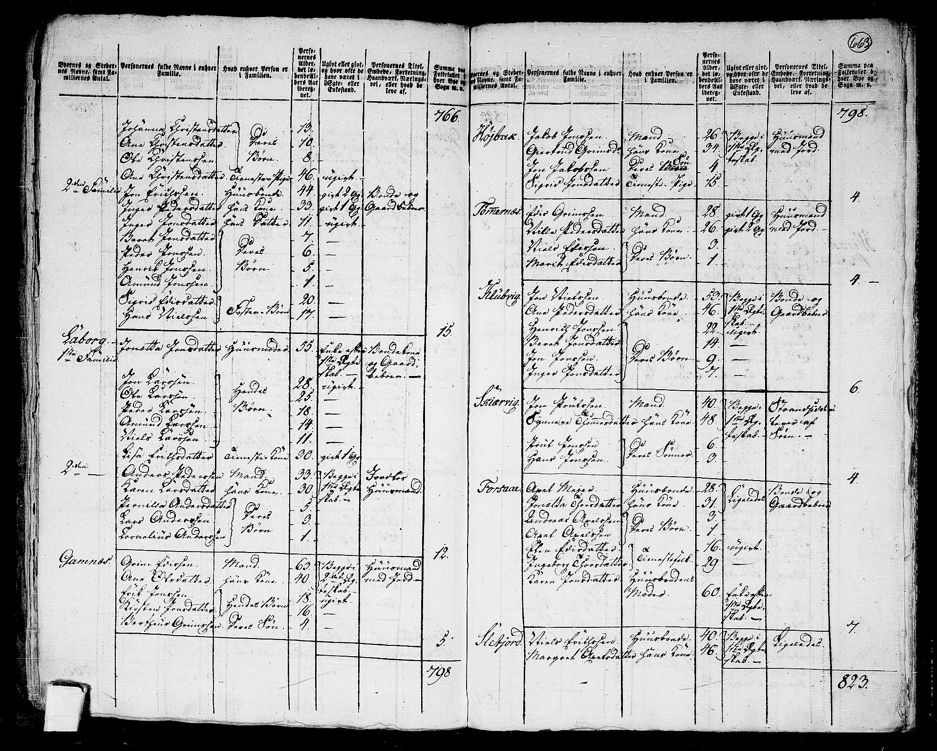 RA, 1801 census for 1853P Ofoten, 1801, p. 662b-663a