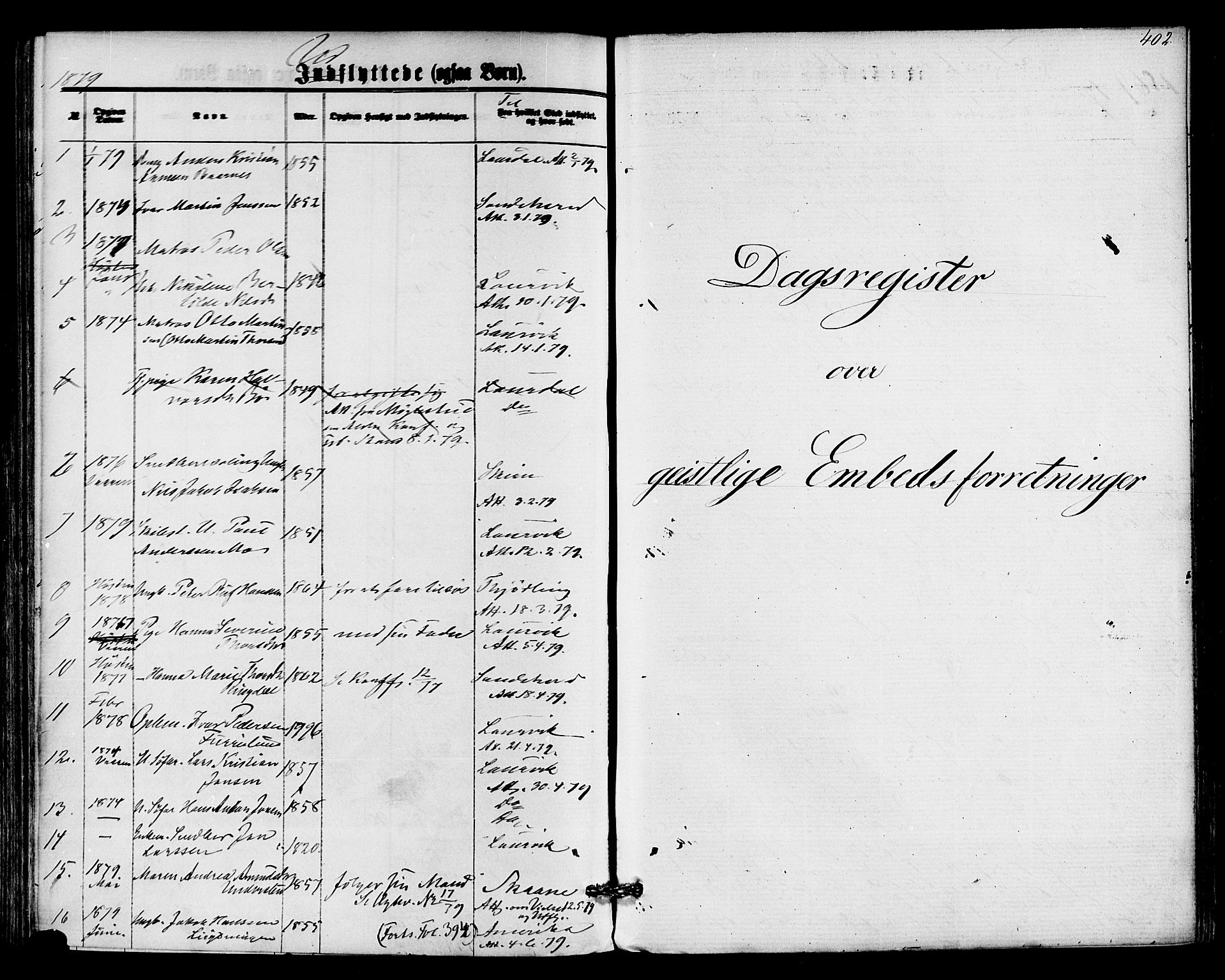 Hedrum kirkebøker, SAKO/A-344/F/Fa/L0008: Parish register (official) no. I 8, 1869-1880, p. 402