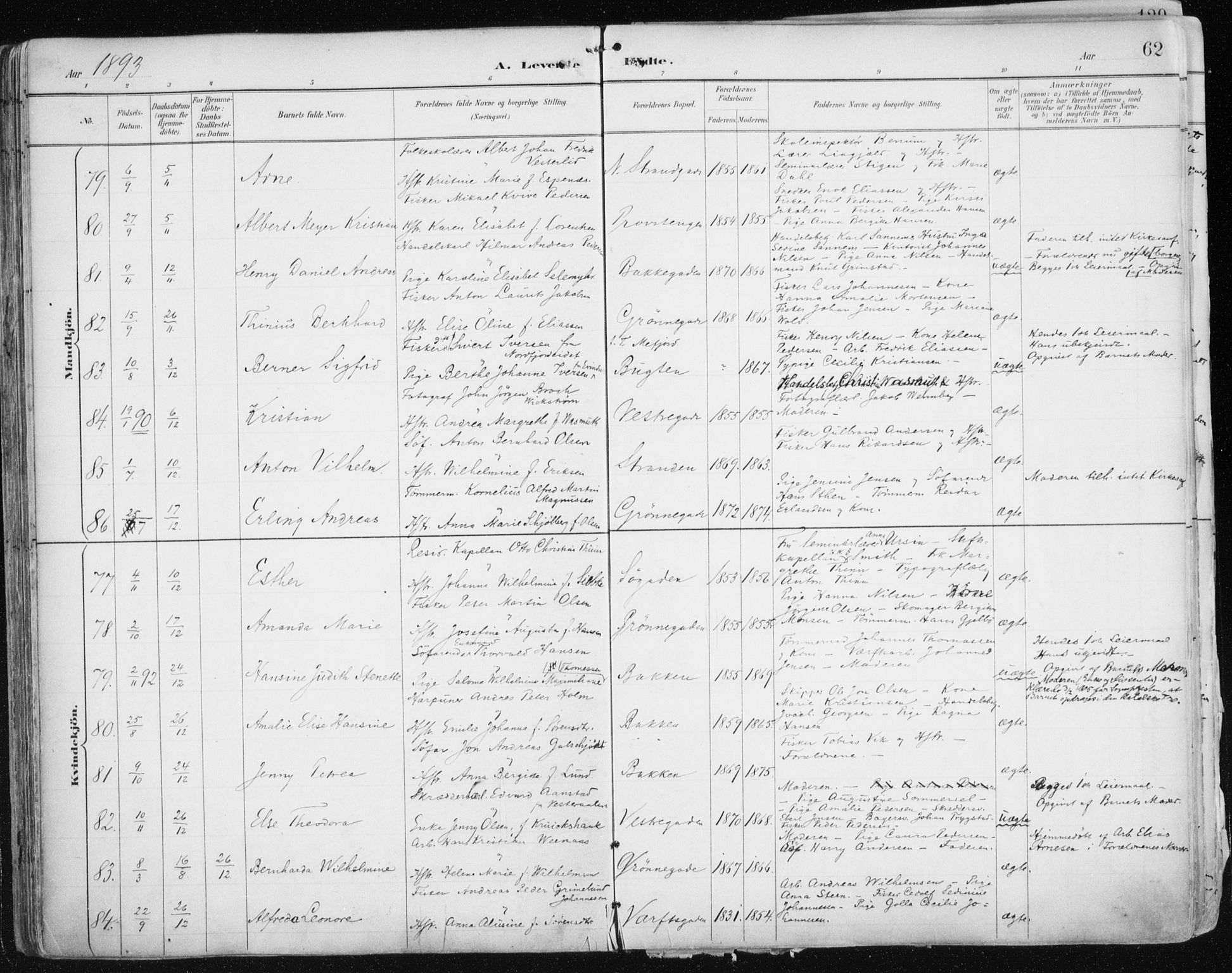 Tromsø sokneprestkontor/stiftsprosti/domprosti, SATØ/S-1343/G/Ga/L0015kirke: Parish register (official) no. 15, 1889-1899, p. 62