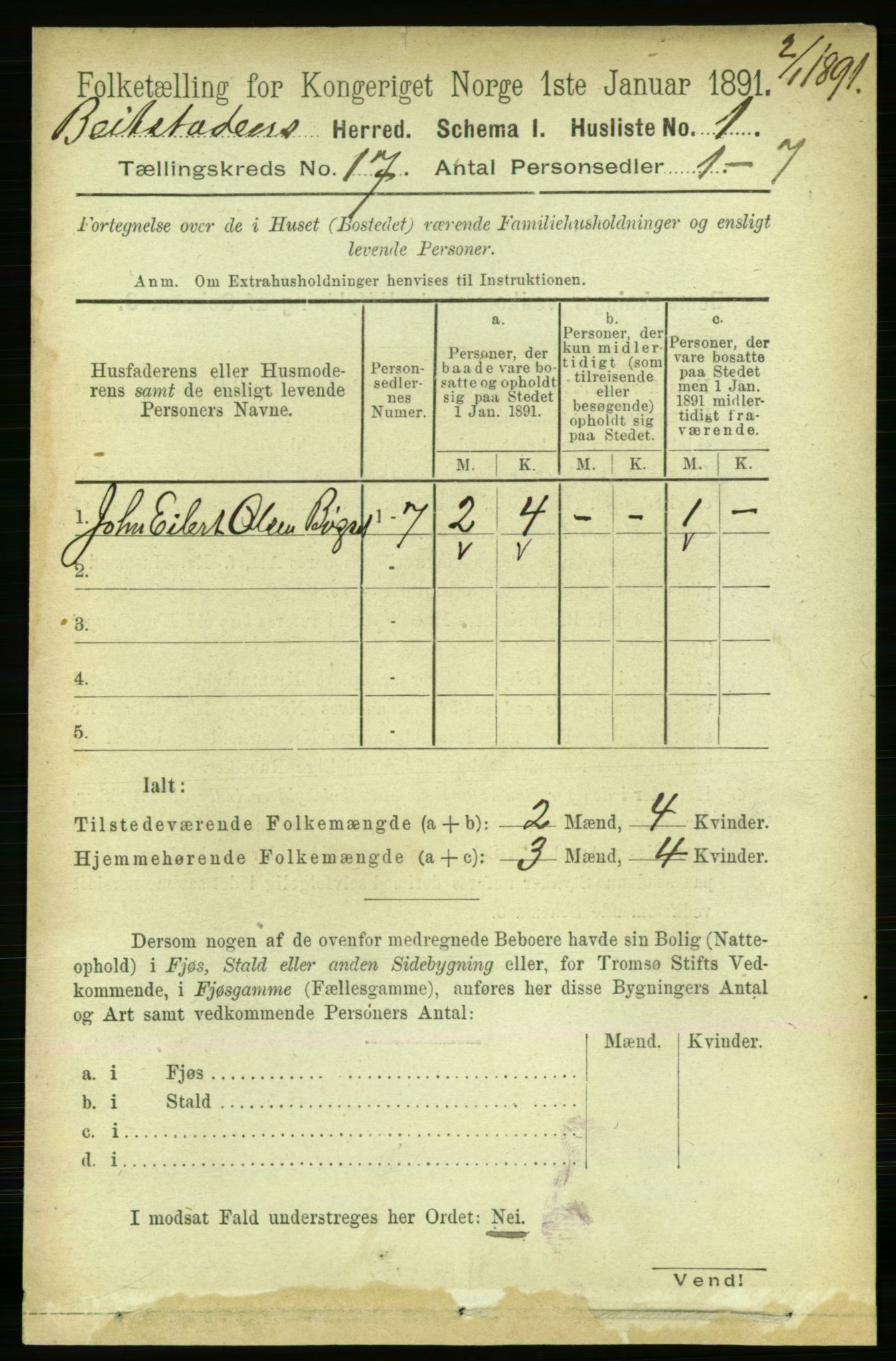 RA, 1891 census for 1727 Beitstad, 1891, p. 4323