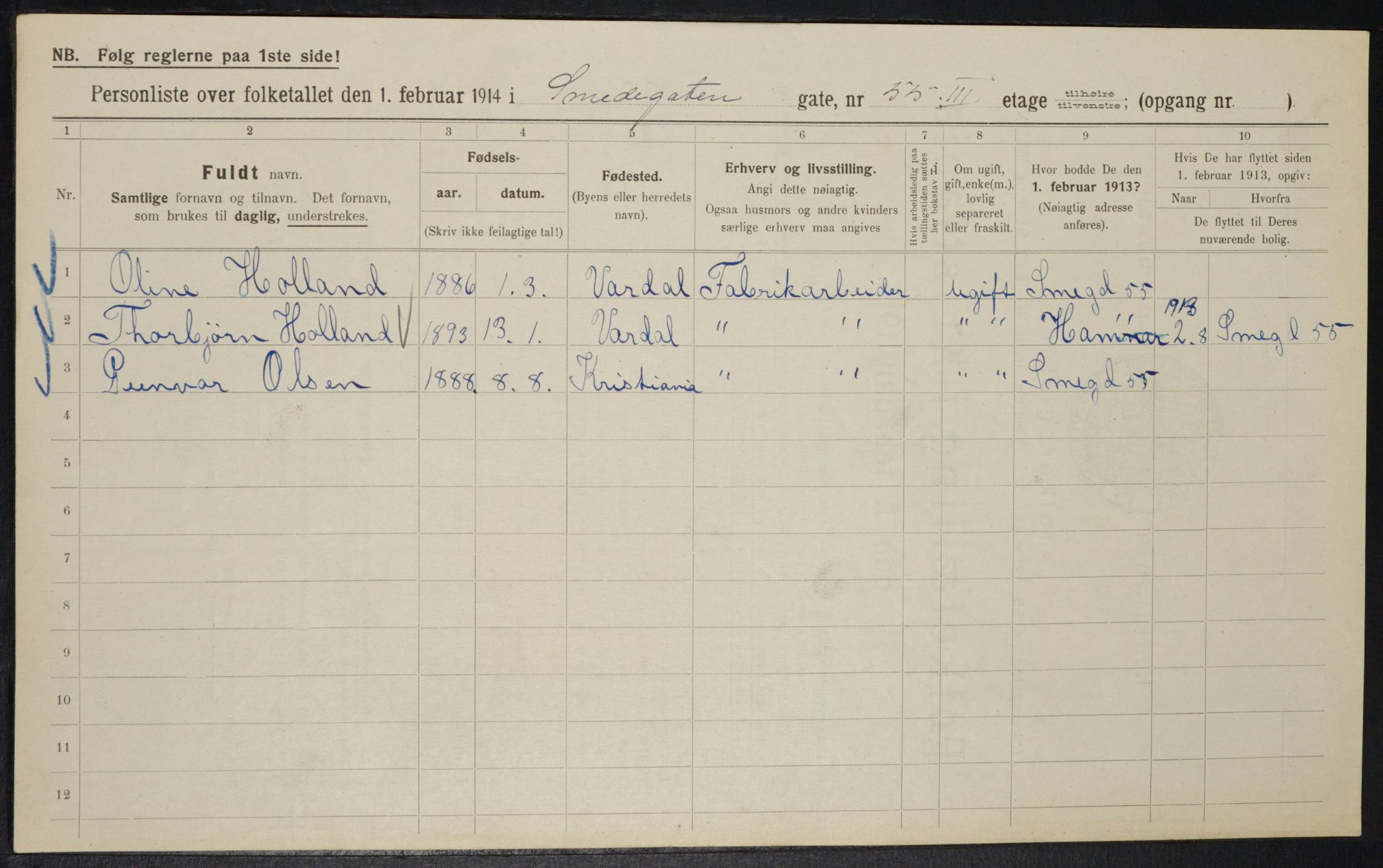 OBA, Municipal Census 1914 for Kristiania, 1914, p. 97556