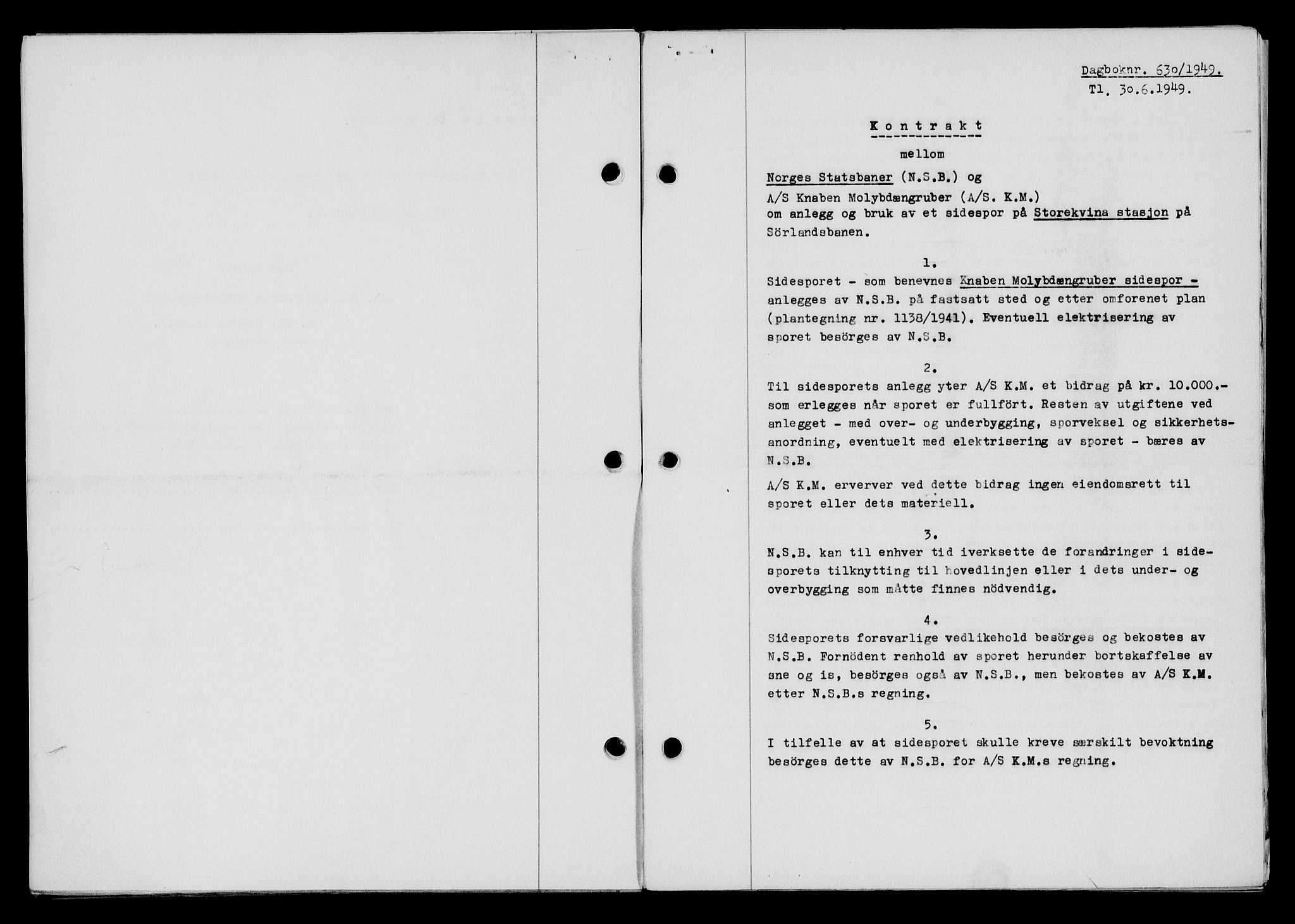 Flekkefjord sorenskriveri, SAK/1221-0001/G/Gb/Gba/L0065: Mortgage book no. A-13, 1949-1949, Diary no: : 630/1949