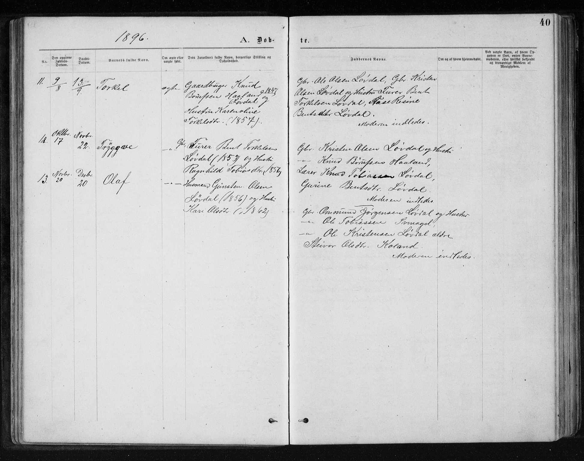 Holum sokneprestkontor, AV/SAK-1111-0022/F/Fb/Fbb/L0003: Parish register (copy) no. B 3, 1875-1898, p. 40