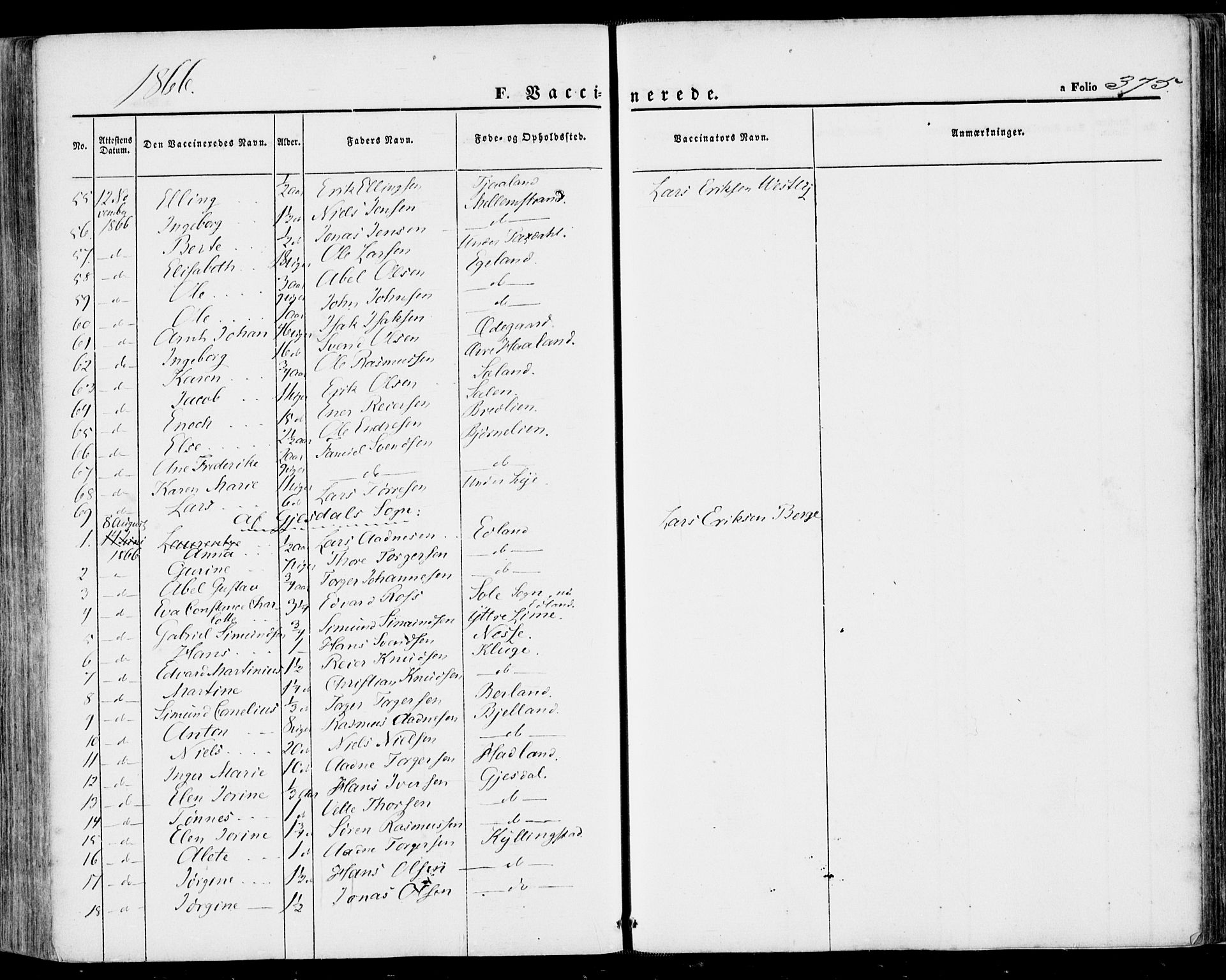 Lye sokneprestkontor, AV/SAST-A-101794/001/30BA/L0007: Parish register (official) no. A 6, 1856-1871, p. 375