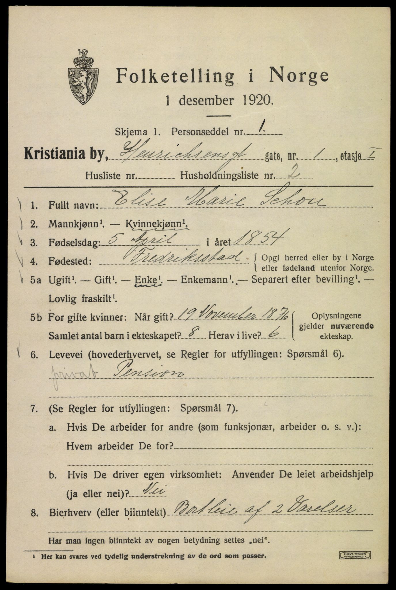 SAO, 1920 census for Kristiania, 1920, p. 286611