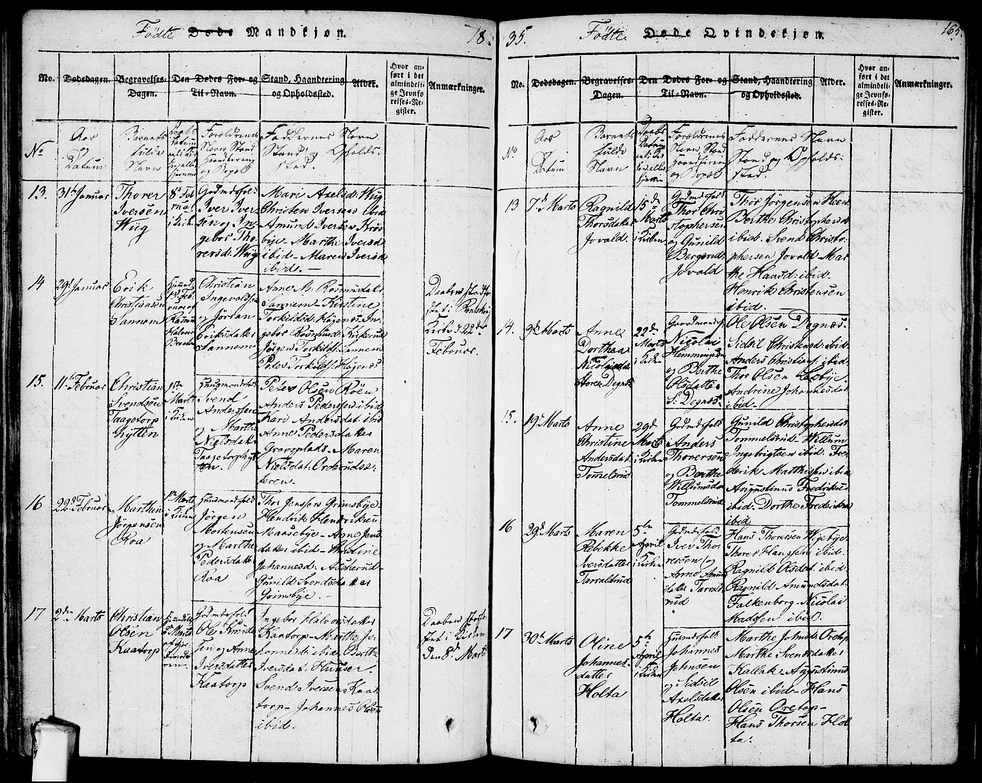 Rødenes prestekontor Kirkebøker, SAO/A-2005/F/Fa/L0004: Parish register (official) no. I 4, 1814-1838, p. 165