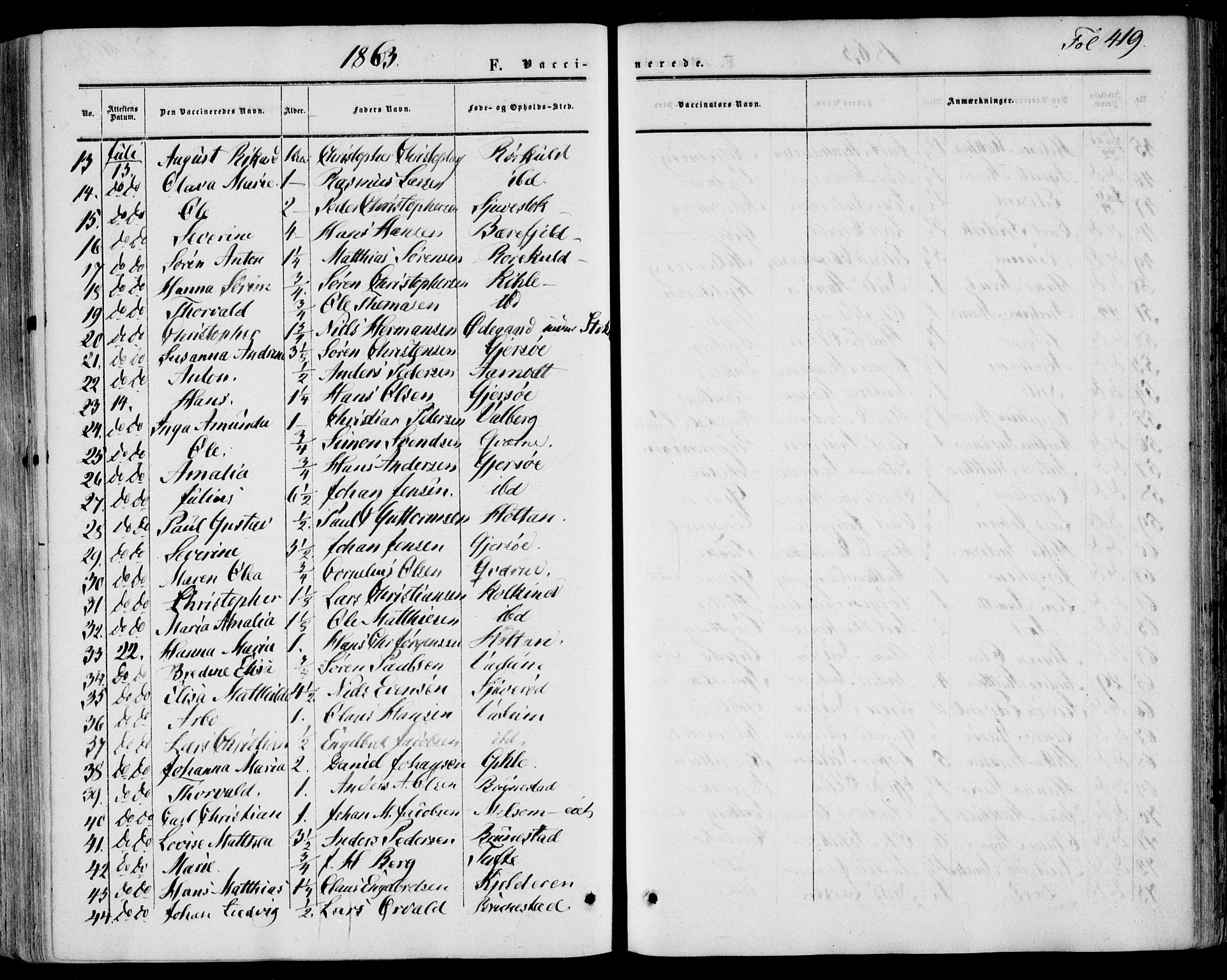 Stokke kirkebøker, AV/SAKO-A-320/F/Fa/L0008: Parish register (official) no. I 8, 1858-1871, p. 419