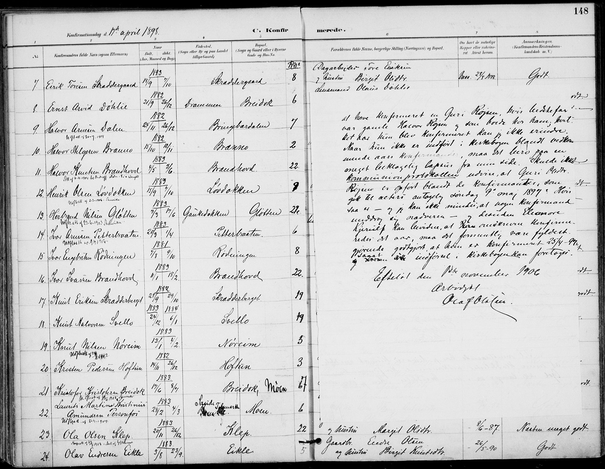 Gol kirkebøker, AV/SAKO-A-226/F/Fa/L0005: Parish register (official) no. I 5, 1887-1900, p. 148