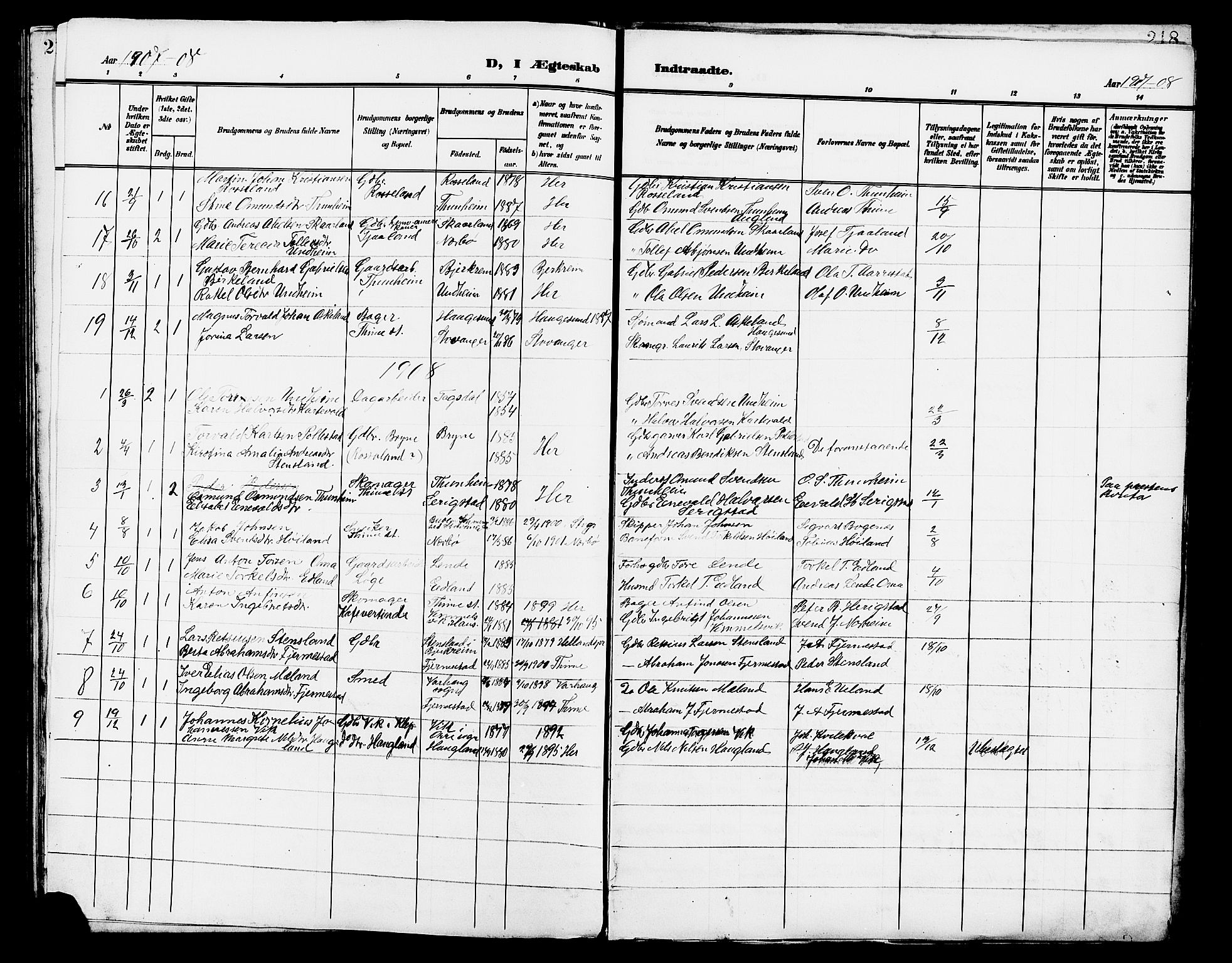 Lye sokneprestkontor, SAST/A-101794/001/30BB/L0007: Parish register (copy) no. B 8, 1889-1909