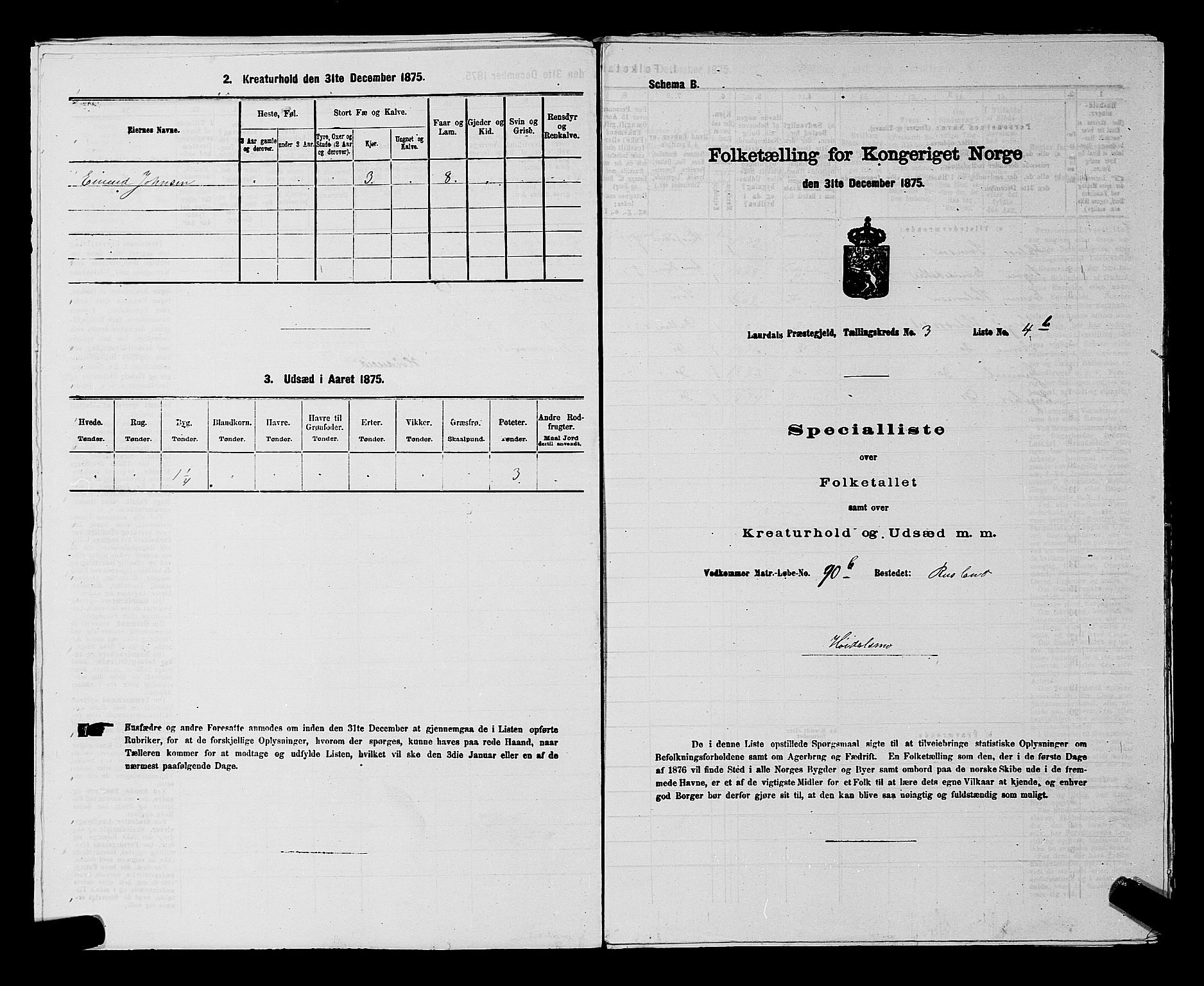 SAKO, 1875 census for 0833P Lårdal, 1875, p. 374