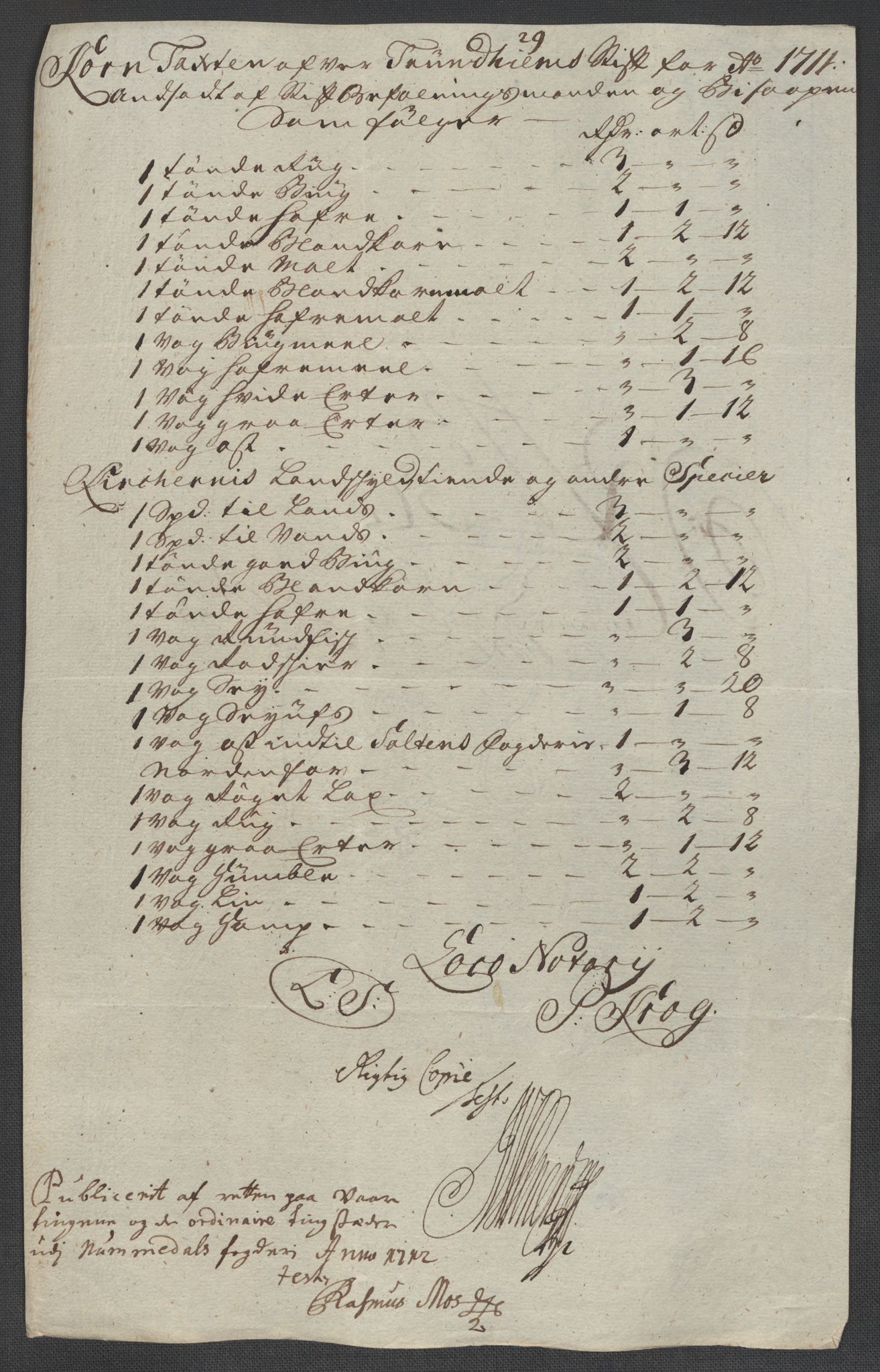 Rentekammeret inntil 1814, Reviderte regnskaper, Fogderegnskap, AV/RA-EA-4092/R64/L4432: Fogderegnskap Namdal, 1711, p. 185