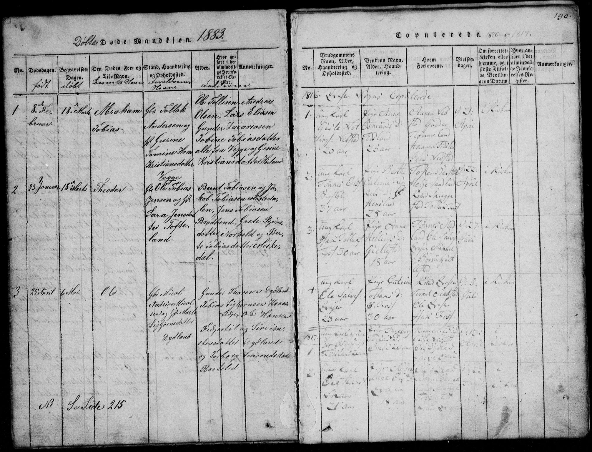 Lyngdal sokneprestkontor, SAK/1111-0029/F/Fb/Fbb/L0001: Parish register (copy) no. B 1, 1816-1900, p. 190
