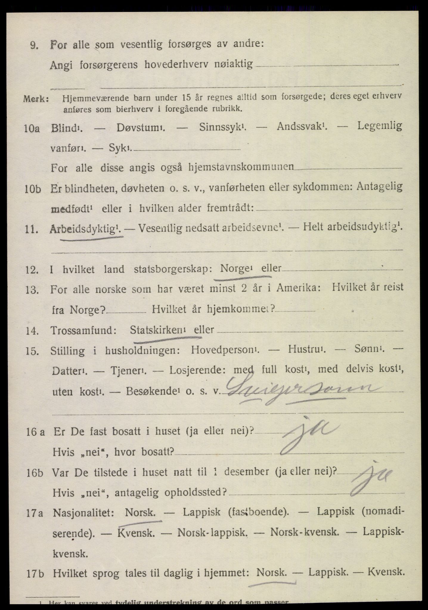 SAT, 1920 census for Sparbu, 1920, p. 5384