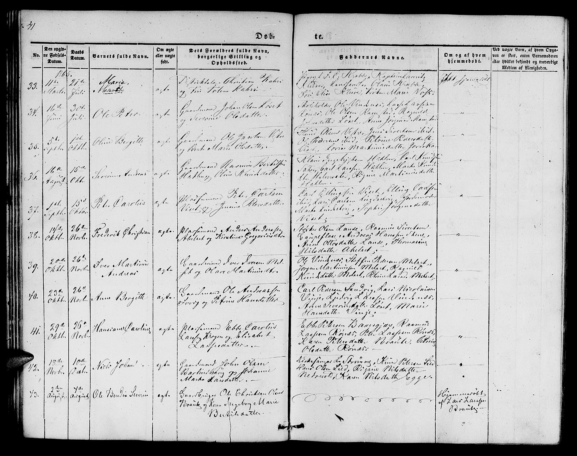 Ministerialprotokoller, klokkerbøker og fødselsregistre - Møre og Romsdal, SAT/A-1454/522/L0324: Parish register (copy) no. 522C03, 1854-1871, p. 41