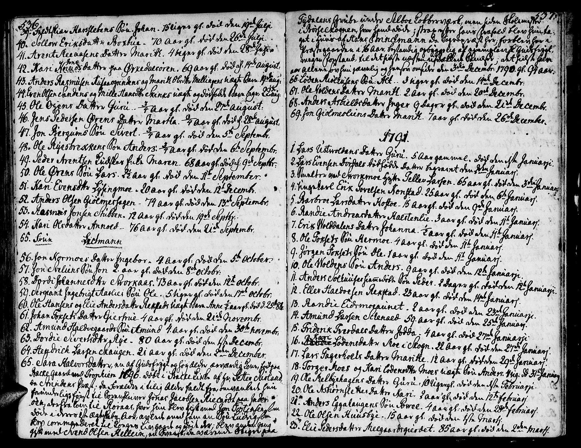 Ministerialprotokoller, klokkerbøker og fødselsregistre - Sør-Trøndelag, SAT/A-1456/668/L0802: Parish register (official) no. 668A02, 1776-1799, p. 536-537