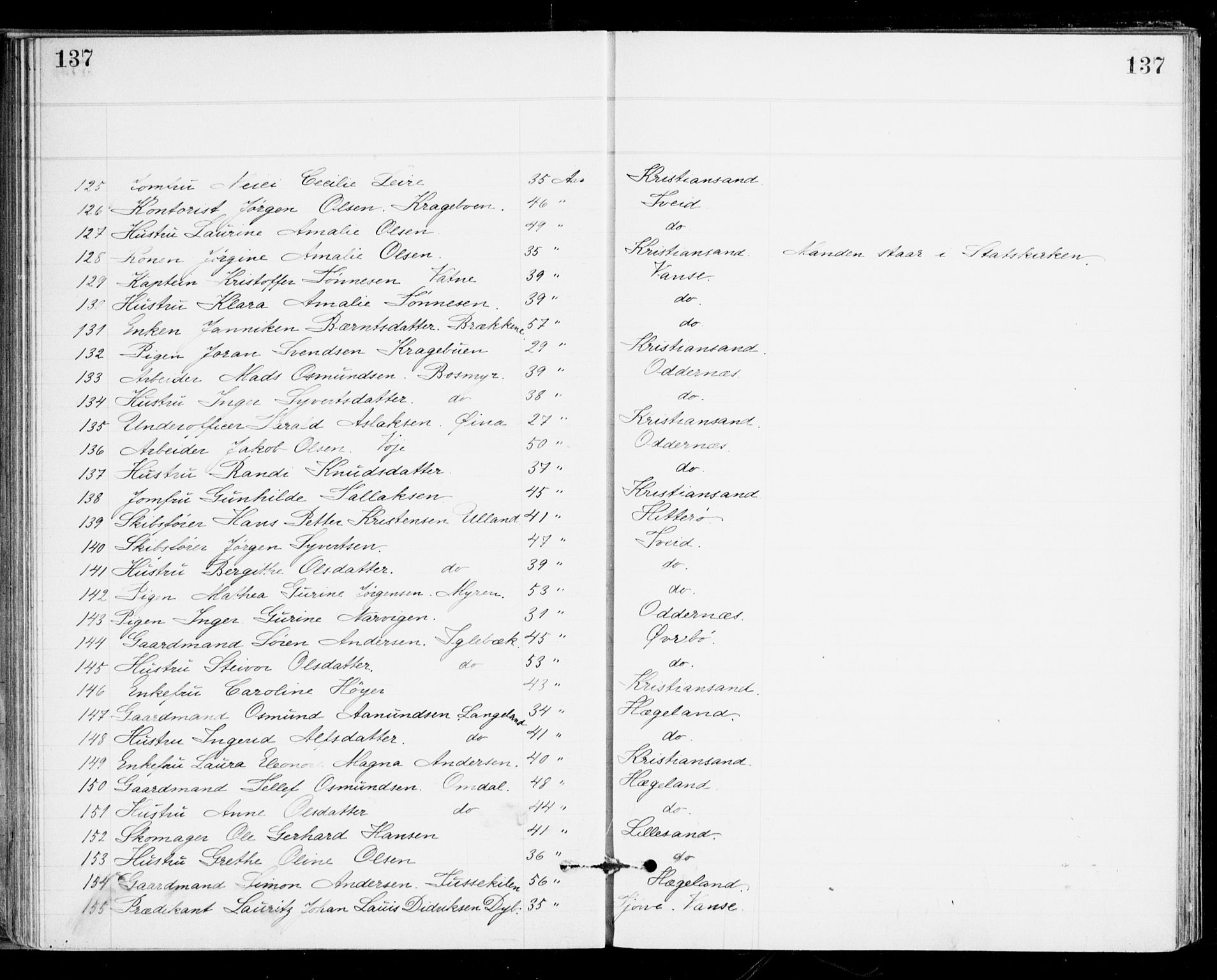 Den evangelisk-lutherske frikirke, Kristiansand, AV/SAK-1292-0017/F/Fa/L0002: Dissenter register no. F 10, 1889-1892, p. 137