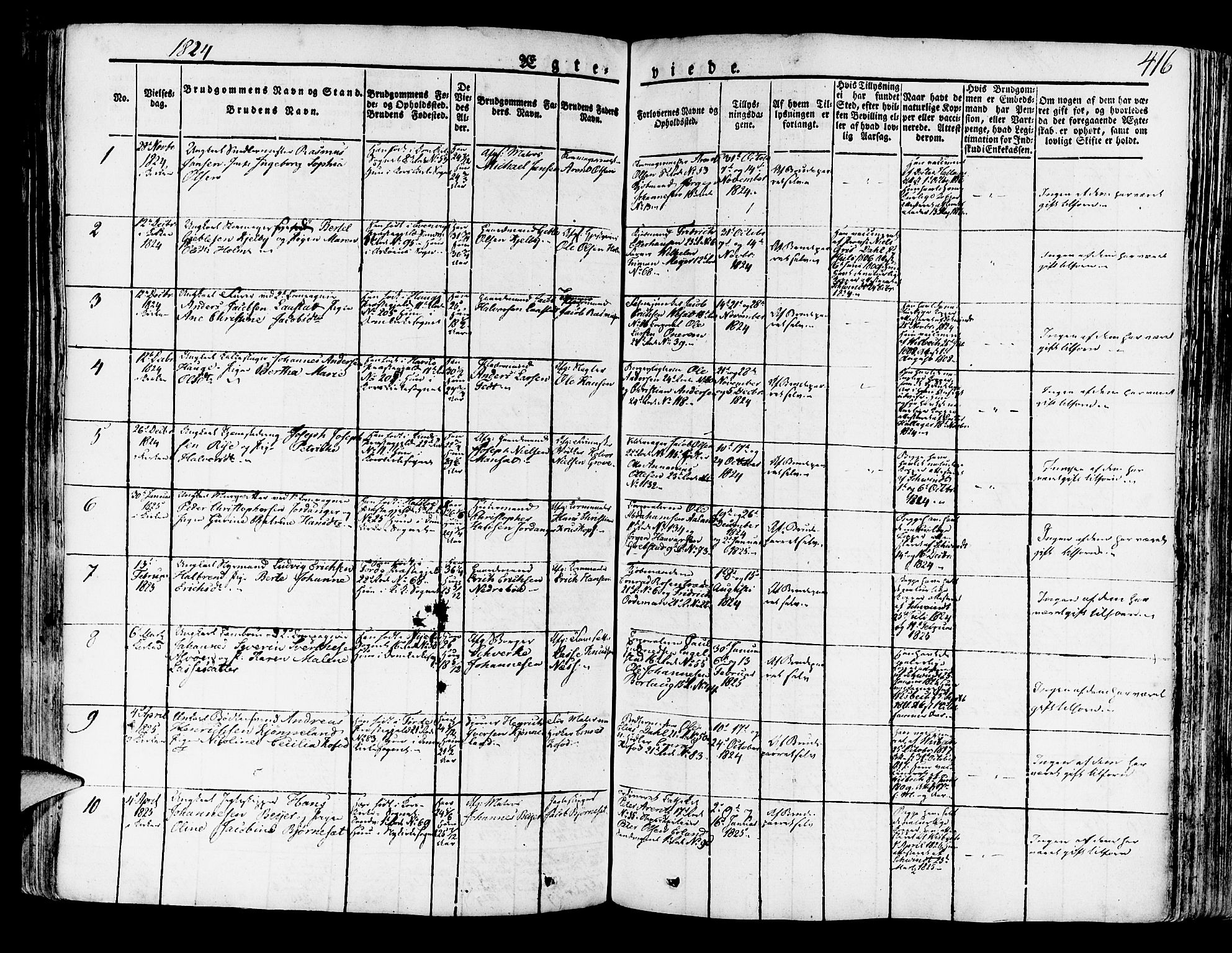 Korskirken sokneprestembete, SAB/A-76101/H/Haa/L0014: Parish register (official) no. A 14, 1823-1835, p. 416