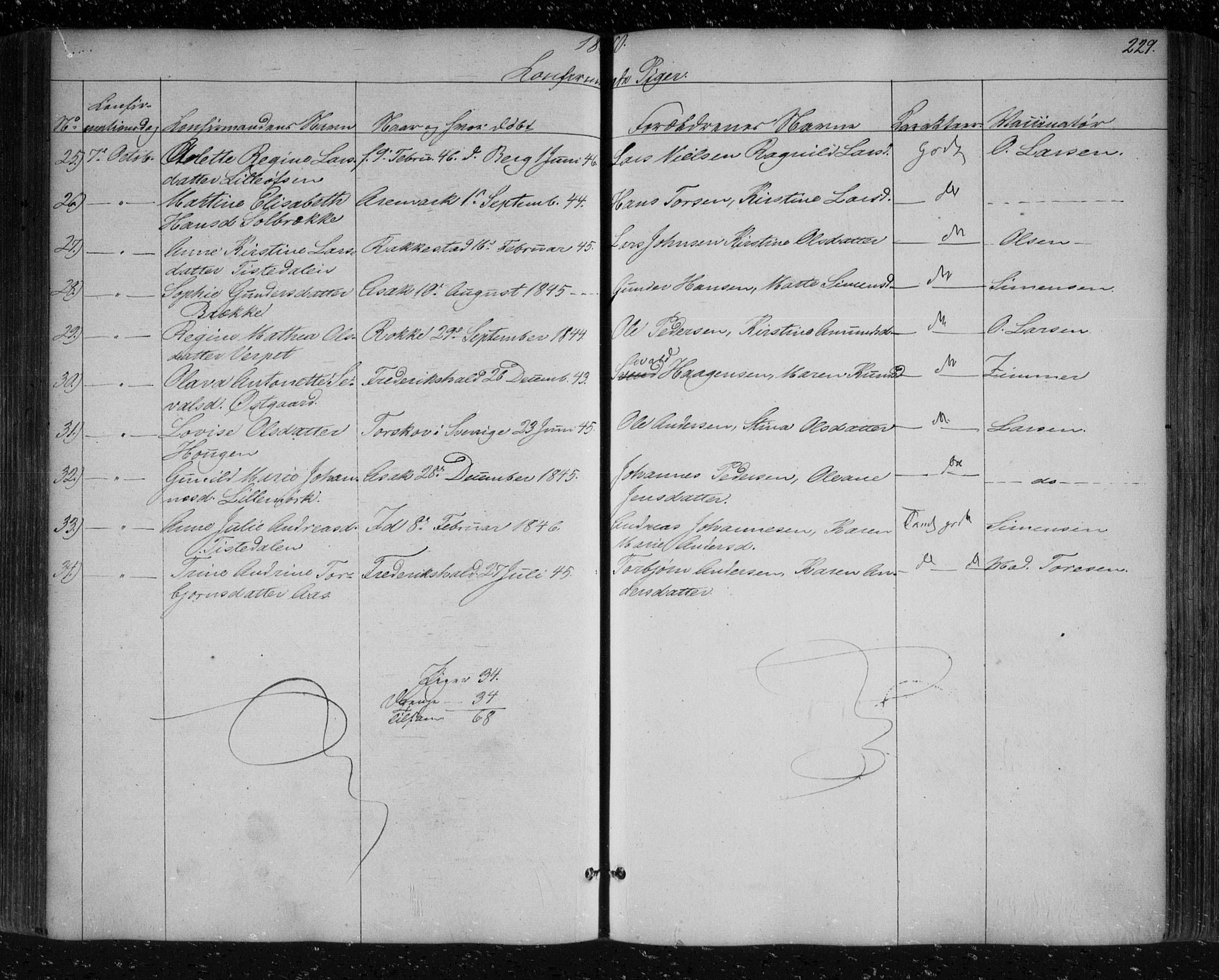 Berg prestekontor Kirkebøker, AV/SAO-A-10902/F/Fa/L0004: Parish register (official) no. I 4, 1843-1860, p. 229