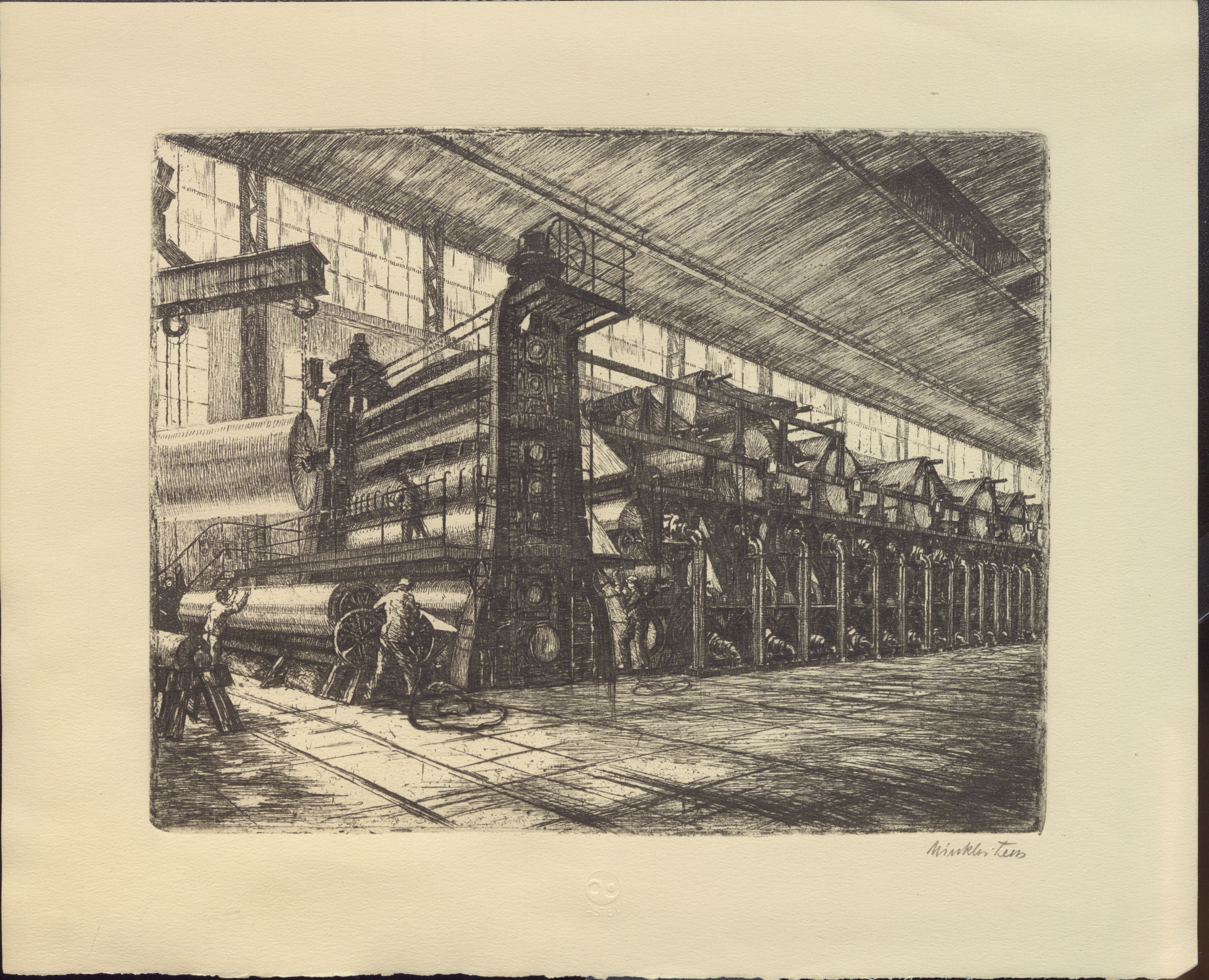 Pa 1532 - AS Kistefos Træsliberi, VEMU/A-2805/T/Tb/Tbc/L0006: Kunstneriske tegninger av fabrikken