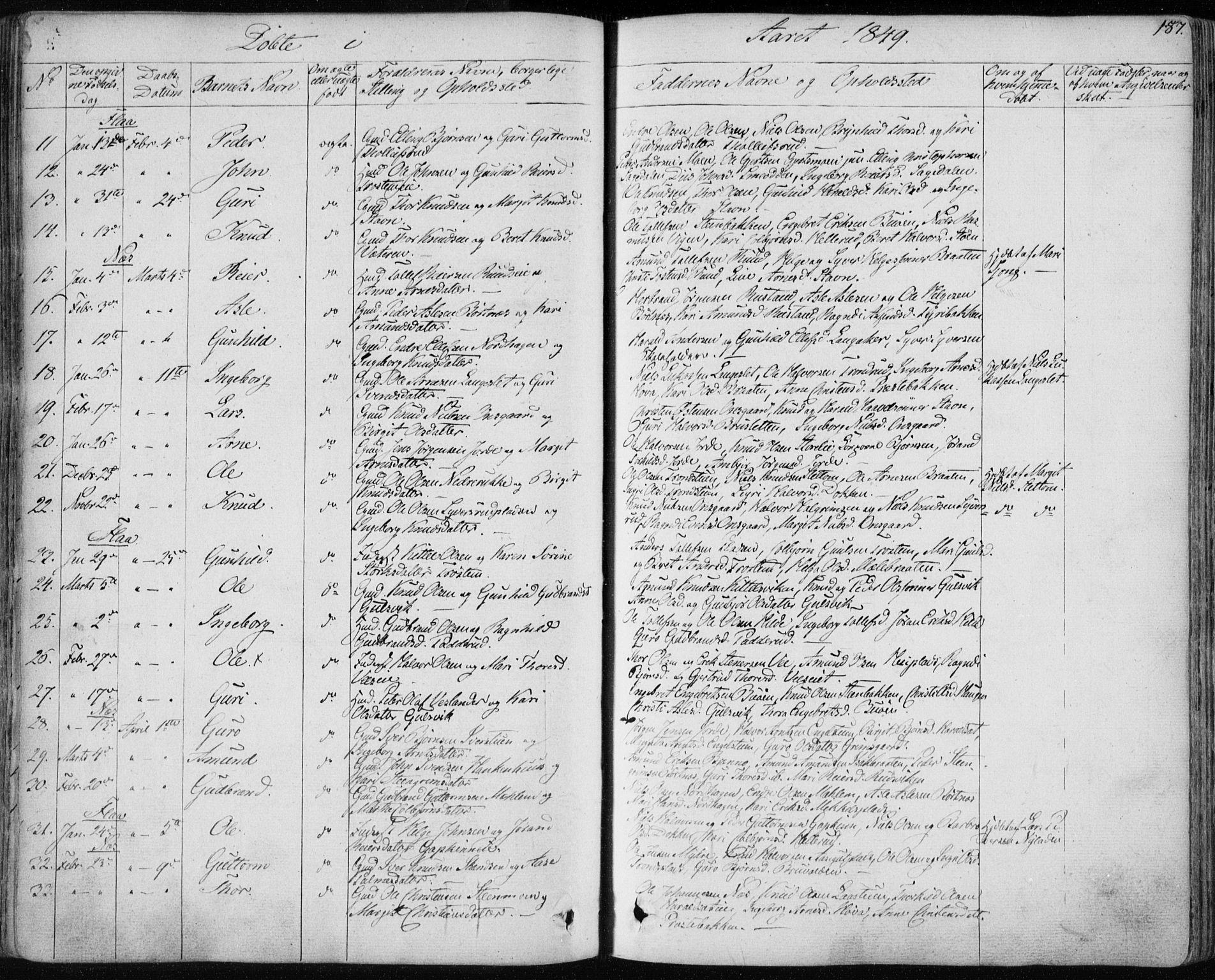 Nes kirkebøker, AV/SAKO-A-236/F/Fa/L0009: Parish register (official) no. 9, 1834-1863, p. 187