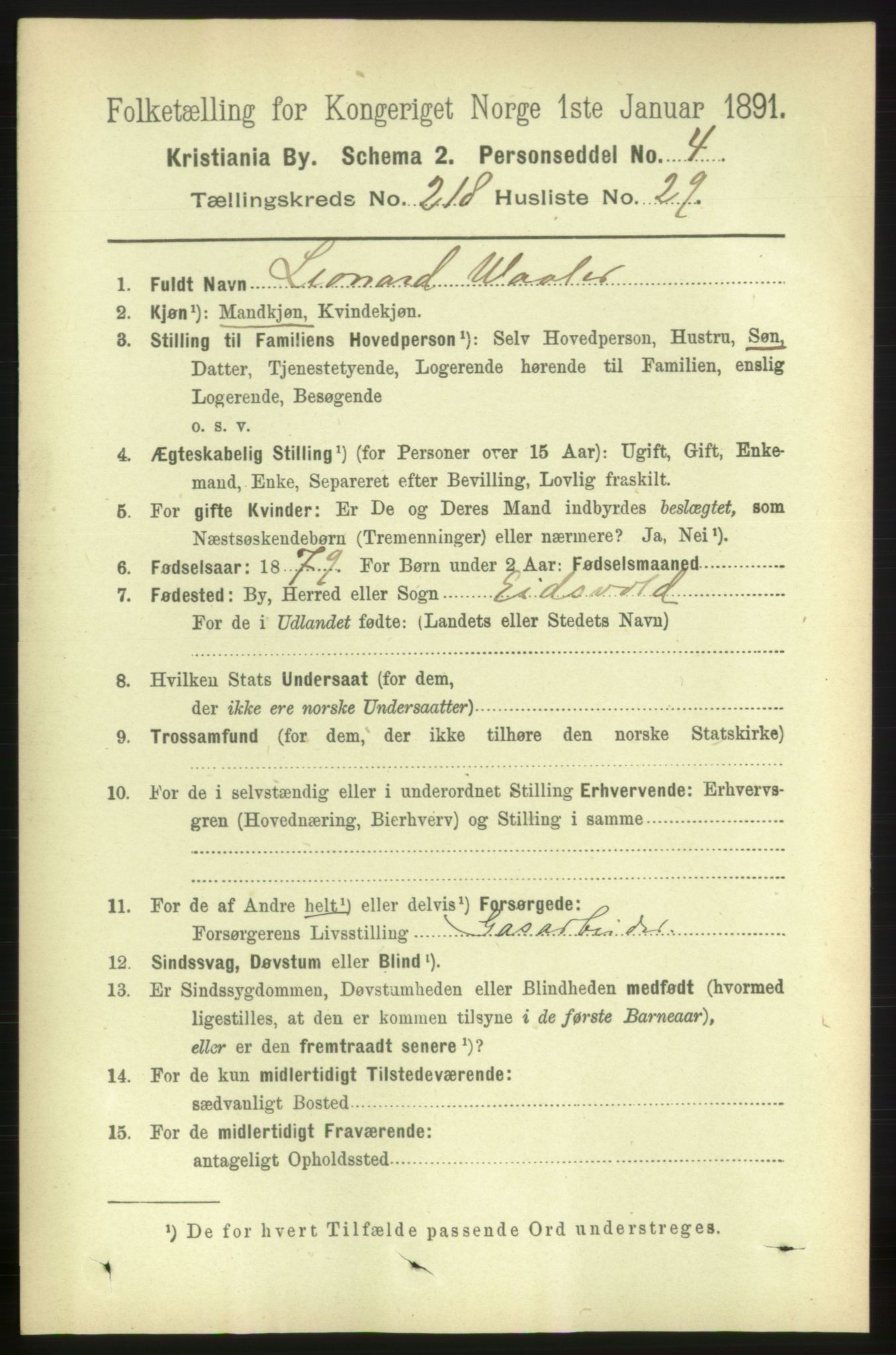 RA, 1891 census for 0301 Kristiania, 1891, p. 129730