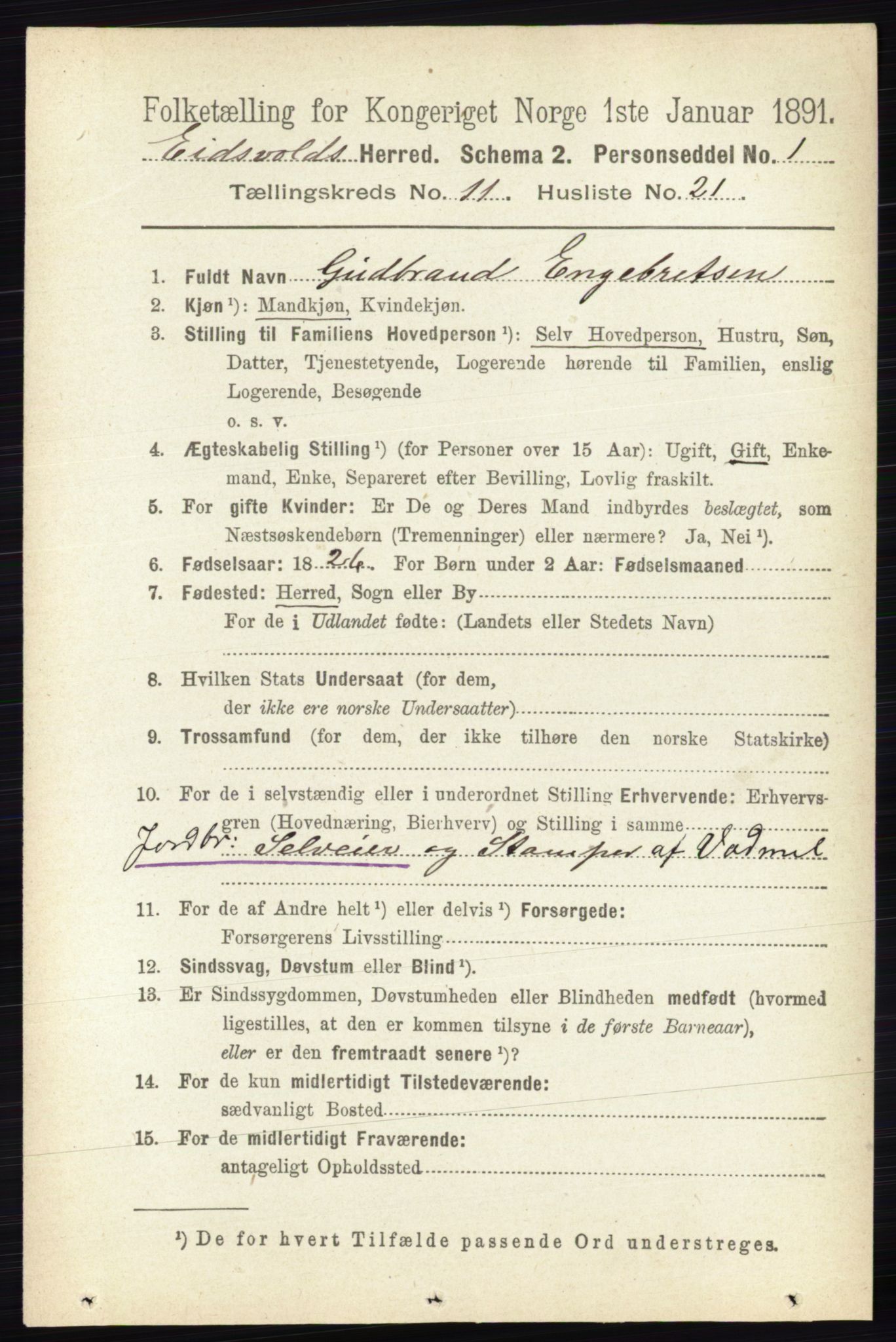 RA, 1891 census for 0237 Eidsvoll, 1891, p. 7815