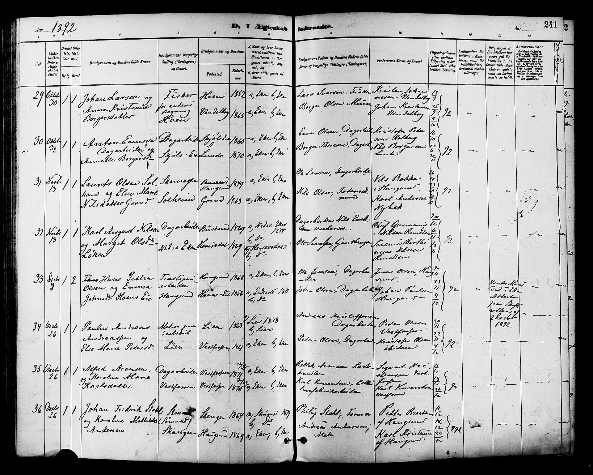 Eiker kirkebøker, AV/SAKO-A-4/F/Fb/L0002: Parish register (official) no. II 2, 1889-1896, p. 241