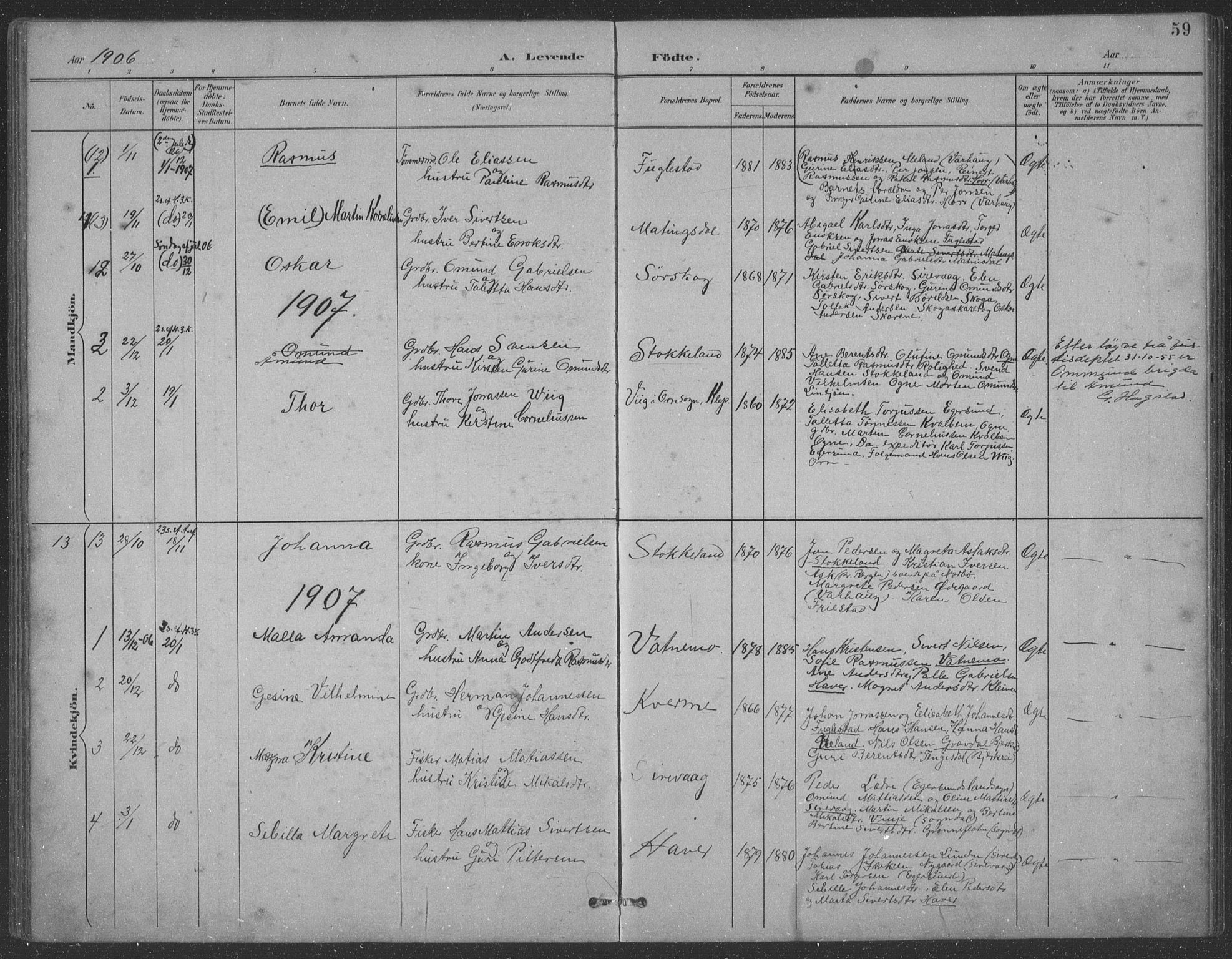 Eigersund sokneprestkontor, SAST/A-101807/S09: Parish register (copy) no. B 21, 1890-1915, p. 59
