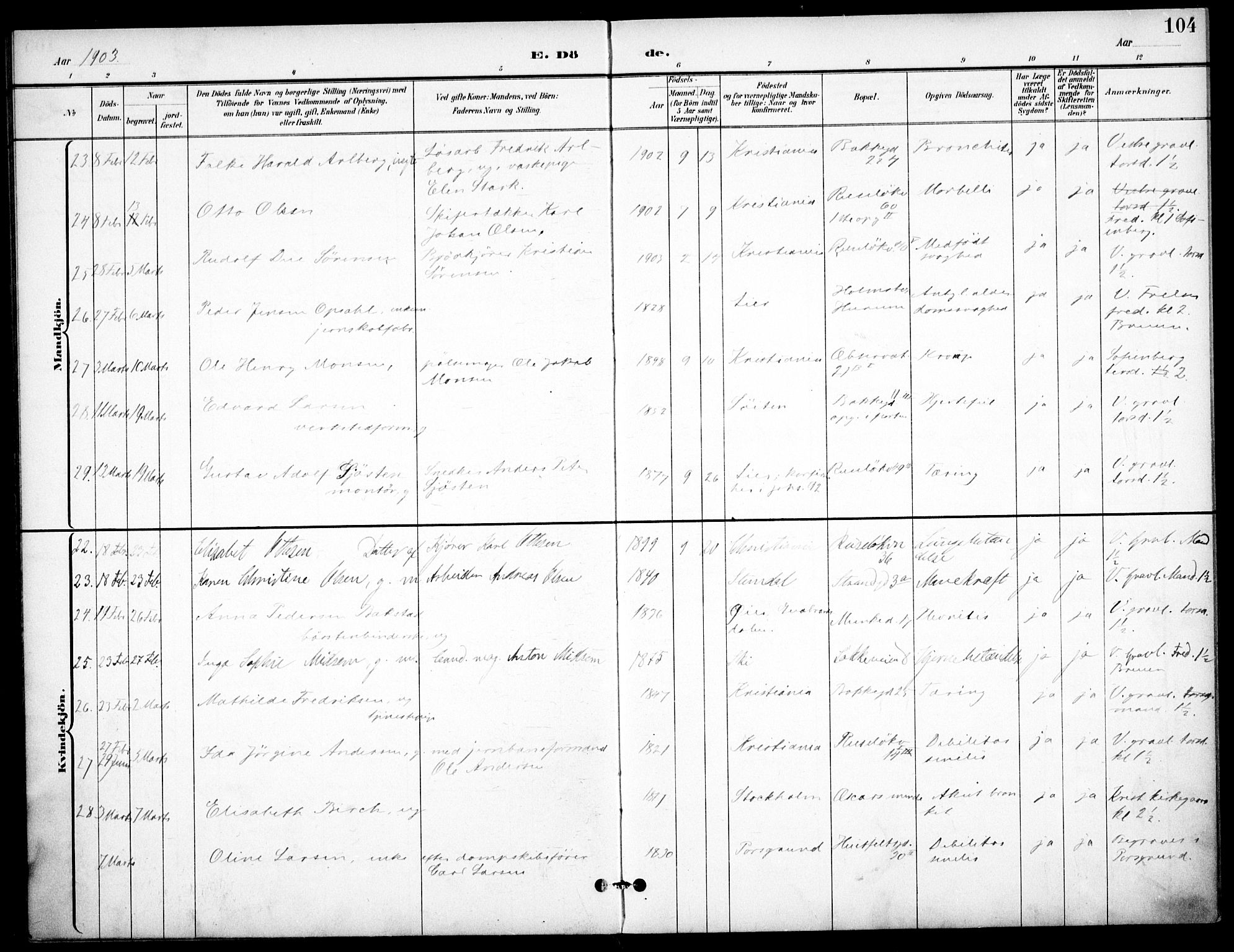 Johannes prestekontor Kirkebøker, AV/SAO-A-10852/F/Fa/L0008: Parish register (official) no. 8, 1897-1917, p. 104